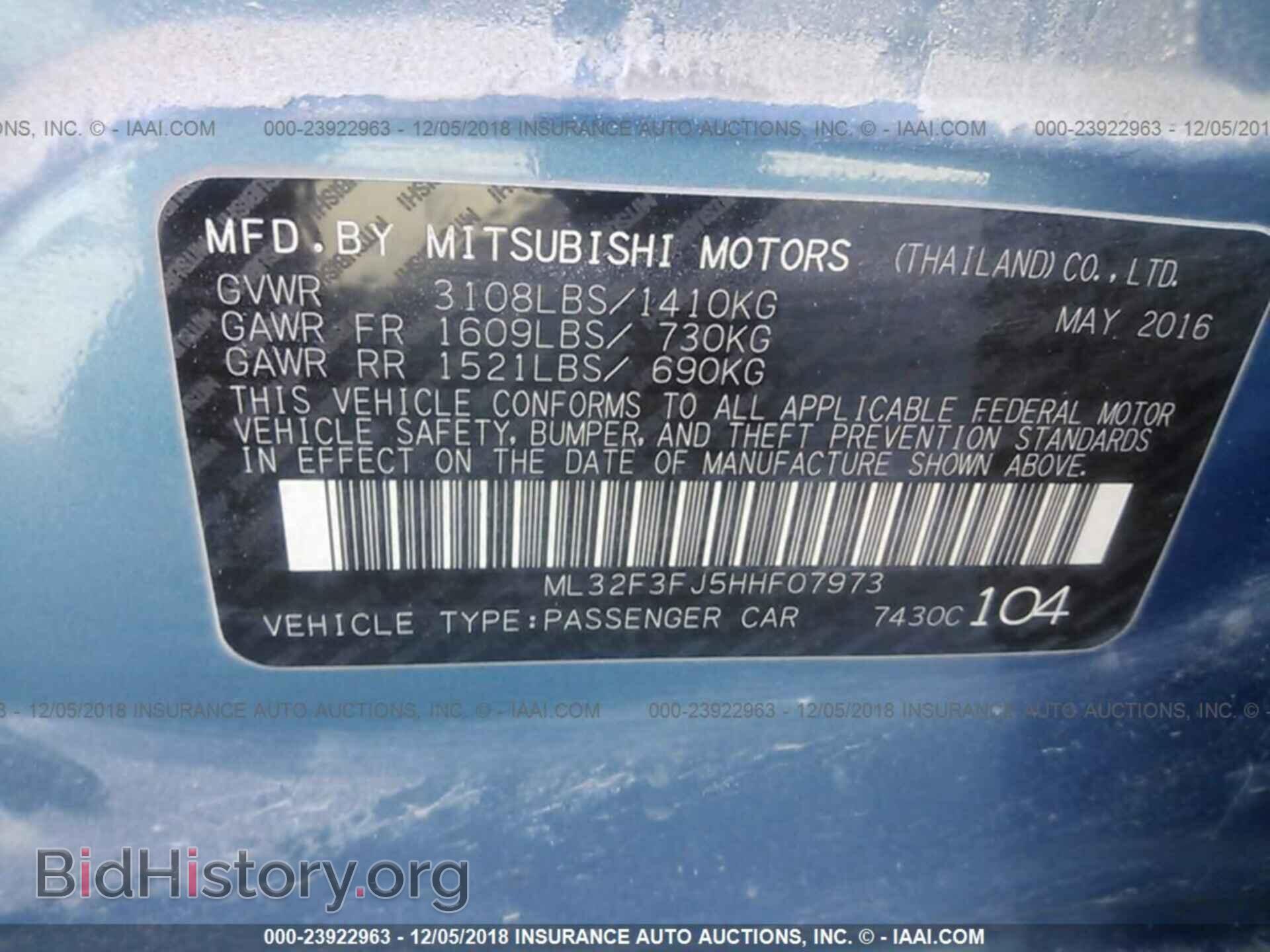 2017 MITSUBISHI MIRAGE - VIN: ML32F3FJ5HHF07973 - Фото 9