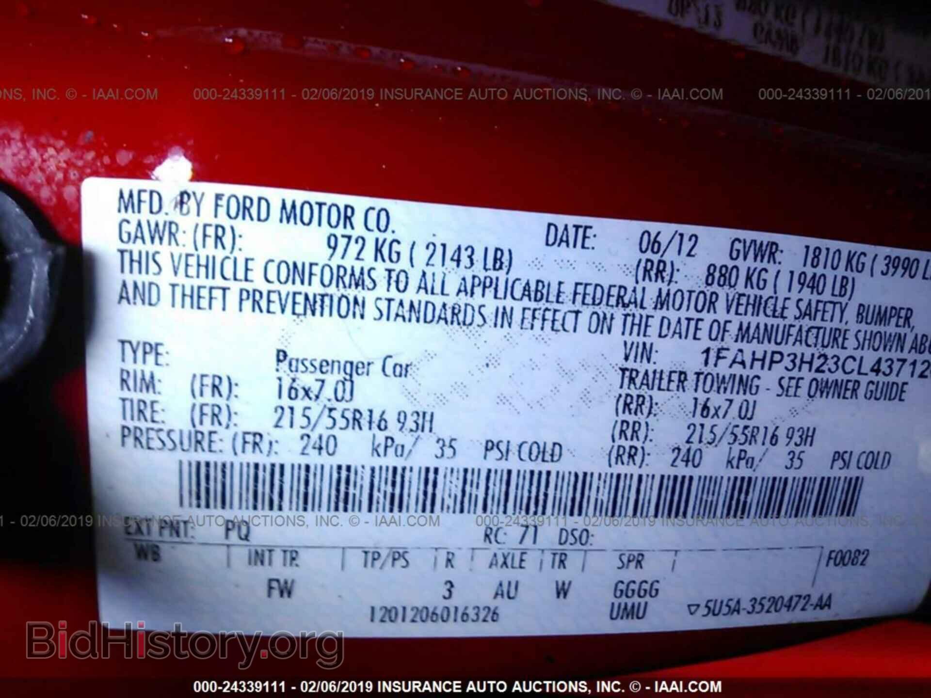 2012 FORD FOCUS - VIN: 1FAHP3H23CL437120 - Фото 9