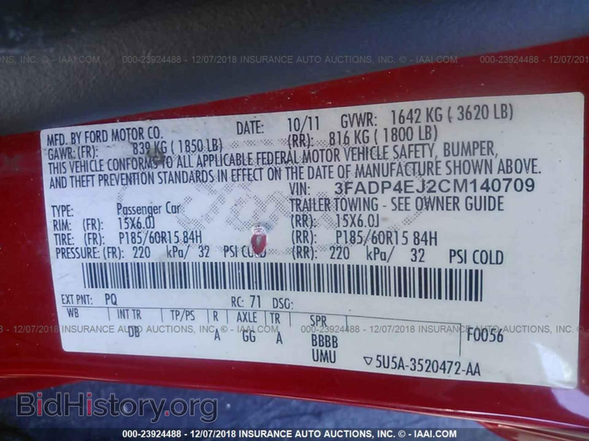 2012 FORD FIESTA - VIN: 3FADP4EJ2CM140709 - Photo 9