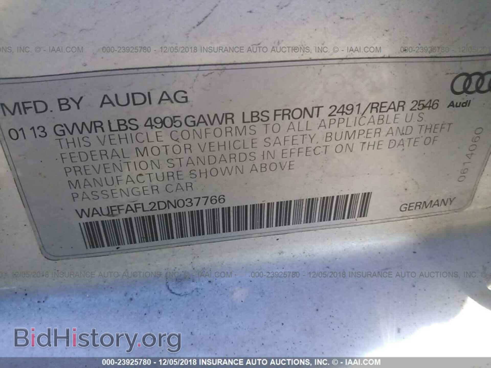 2013 AUDI A4 - VIN: WAUFFAFL2DN037766 - Фото 9