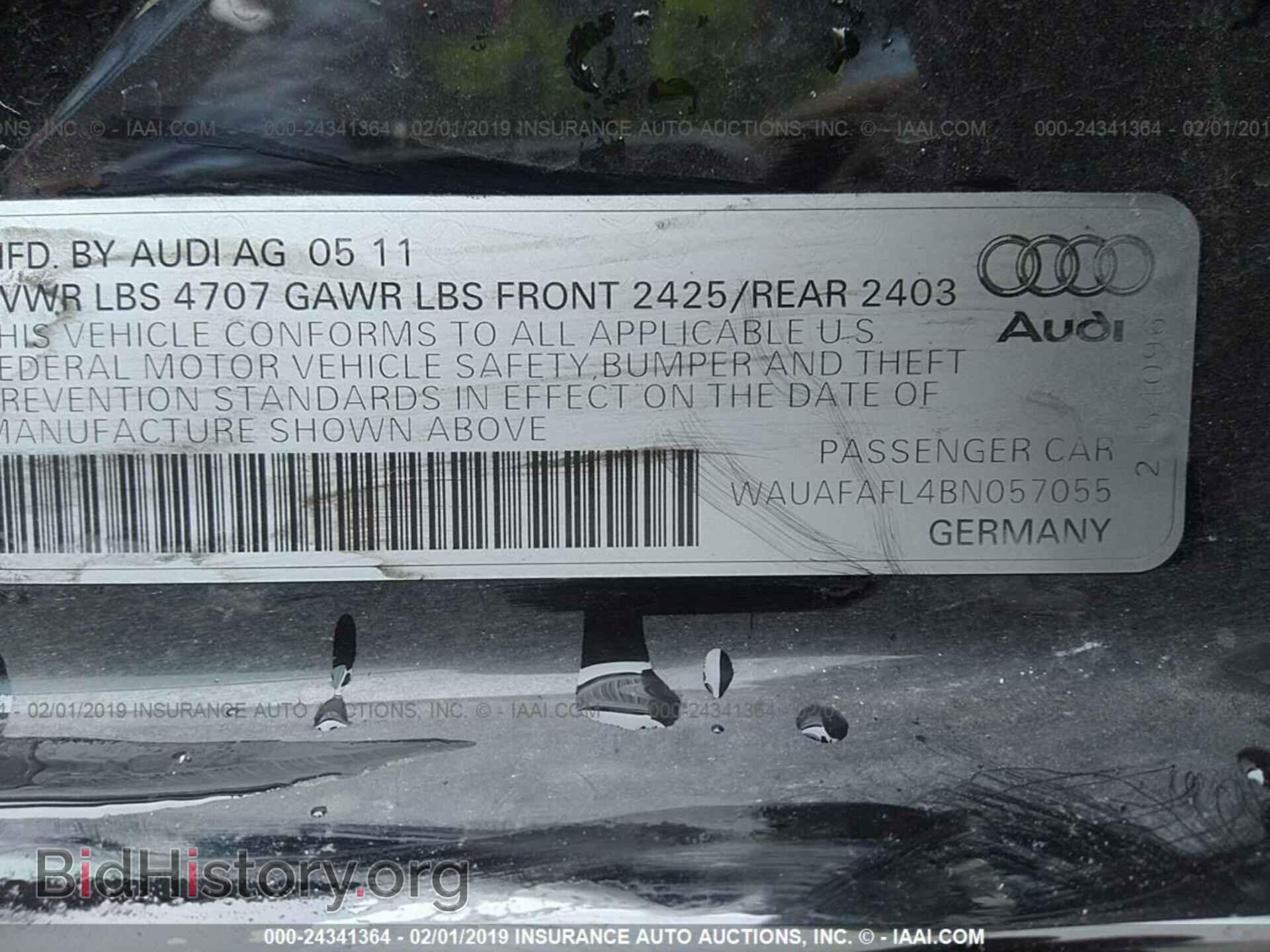 2011 AUDI A4 - VIN: WAUAFAFL4BN057055 - Фото 9