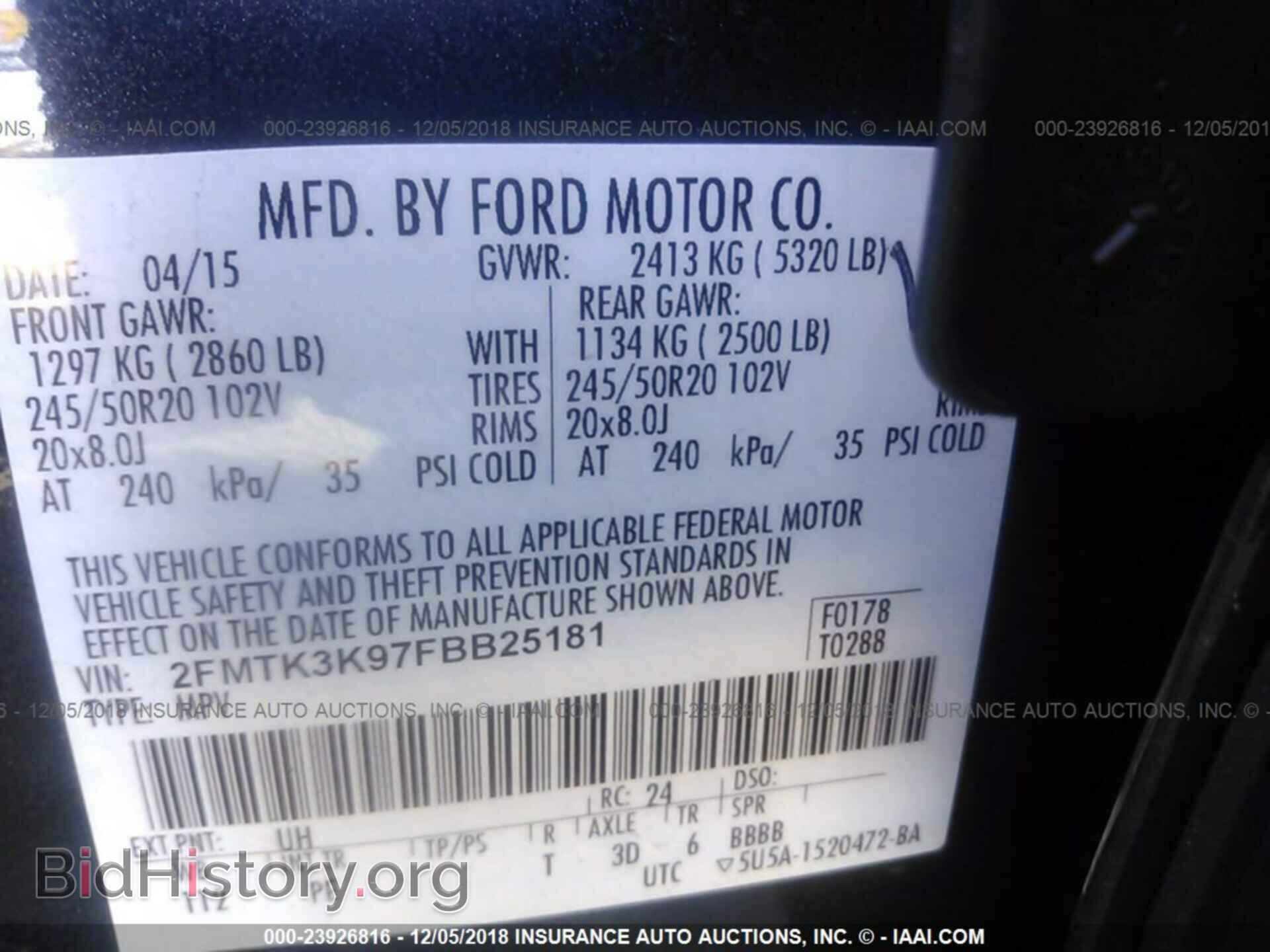 2015 FORD EDGE - VIN: 2FMTK3K97FBB25181 - Photo 9