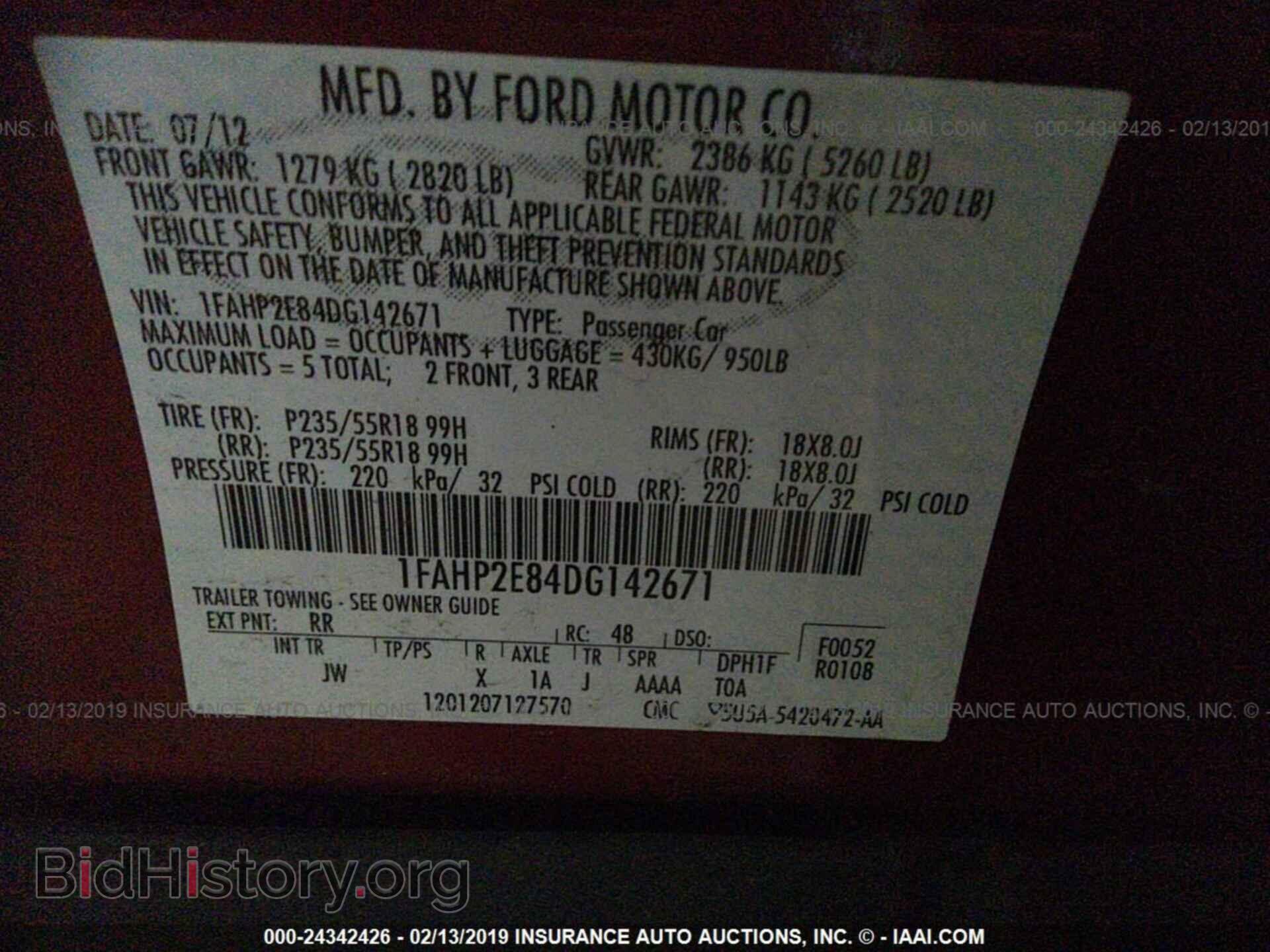 2013 FORD TAURUS - VIN: 1FAHP2E84DG142671 - Photo 9