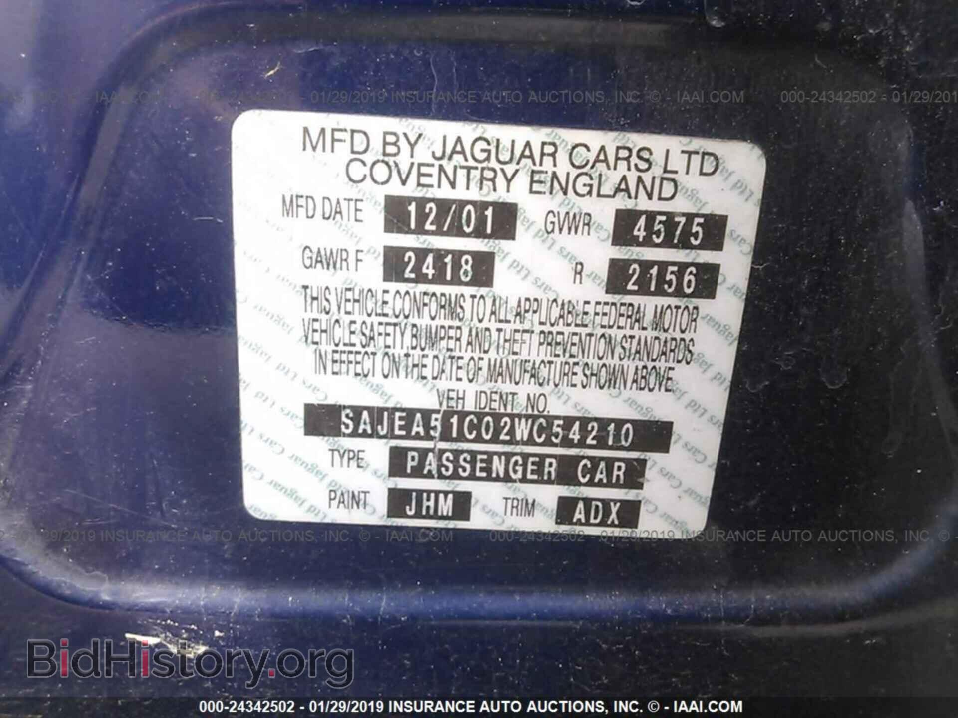 2002 JAGUAR X-TYPE - VIN: SAJEA51C02WC54210 - Фото 9