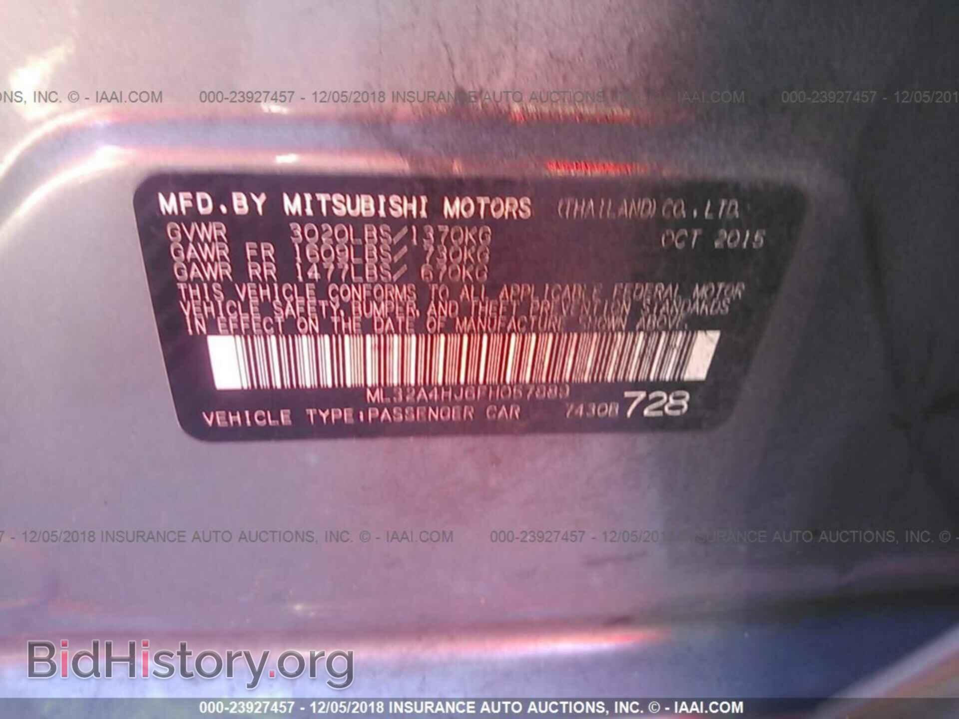 2015 MITSUBISHI MIRAGE - VIN: ML32A4HJ6FH057889 - Фото 9