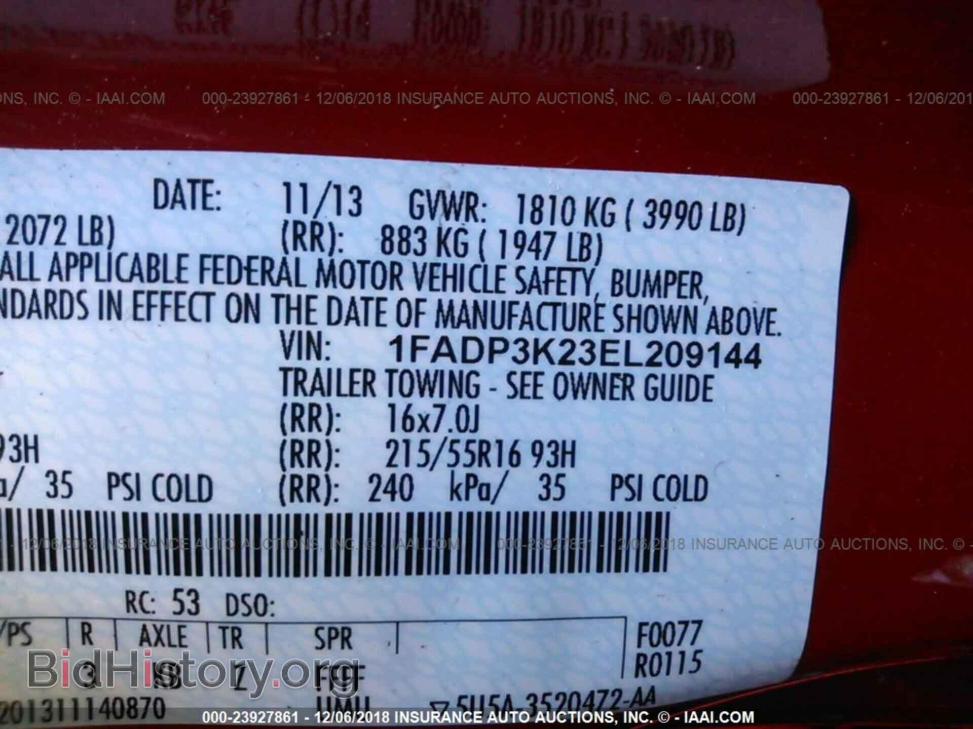 2014 FORD FOCUS - VIN: 1FADP3K23EL209144 - Фото 9
