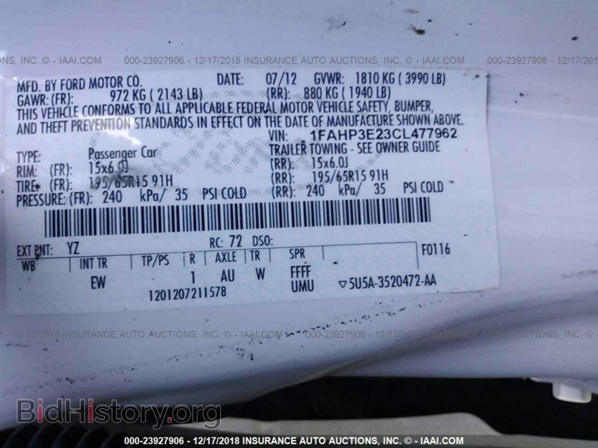 2012 FORD FOCUS - VIN: 1FAHP3E23CL477962 - Фото 9