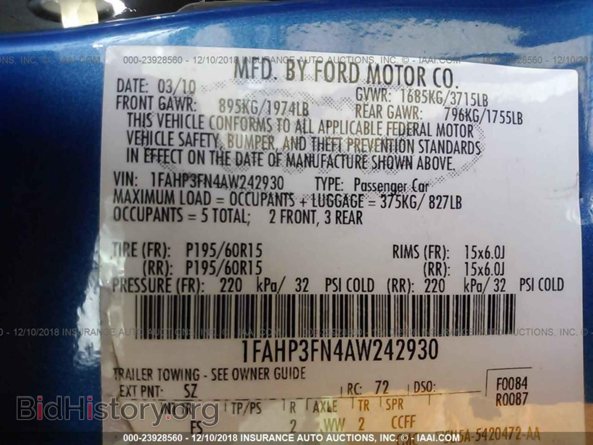 2010 FORD FOCUS - VIN: 1FAHP3FN4AW242930 - Photo 9