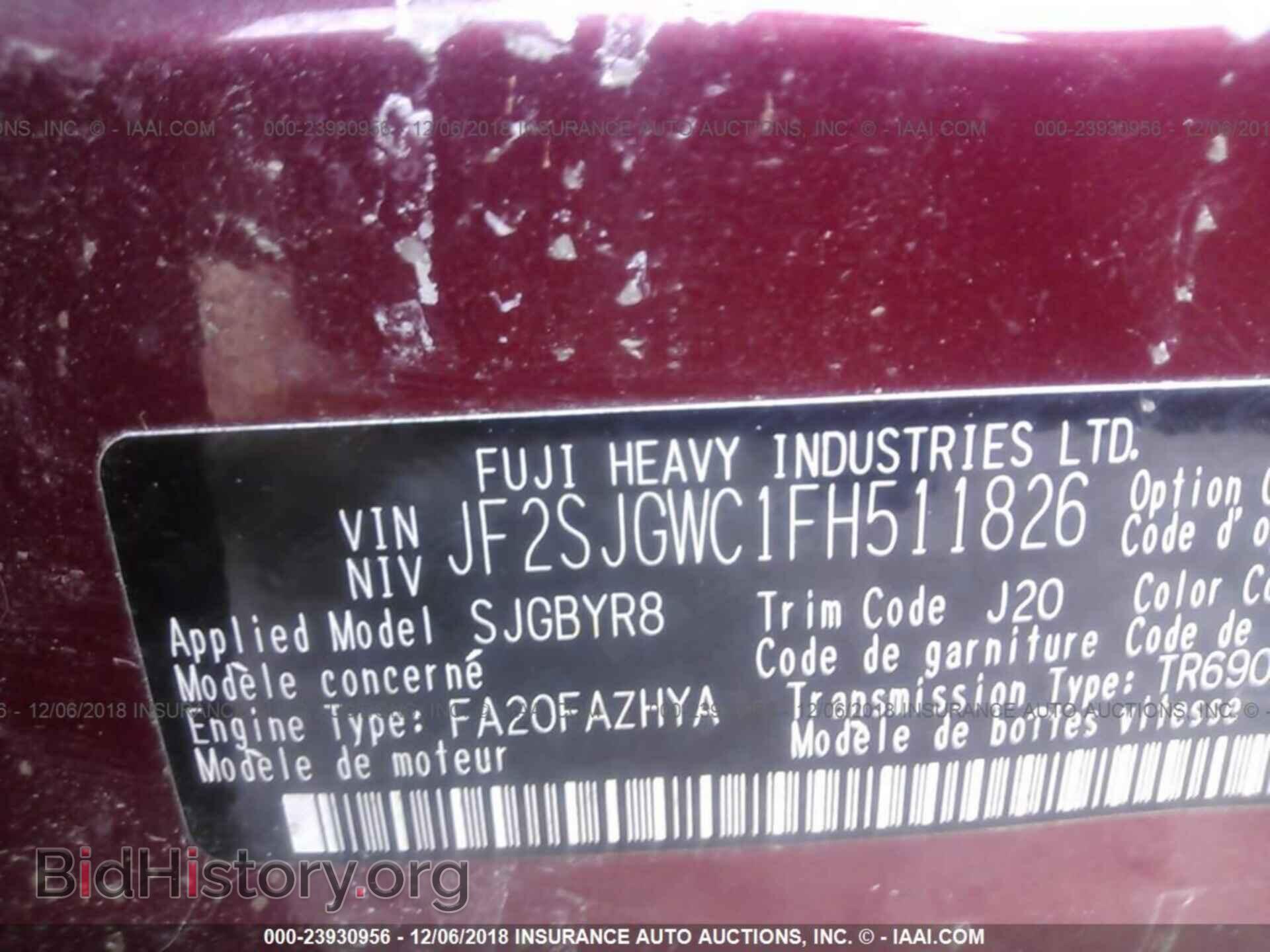 2015 SUBARU FORESTER - VIN: JF2SJGWC1FH511826 - Фото 9