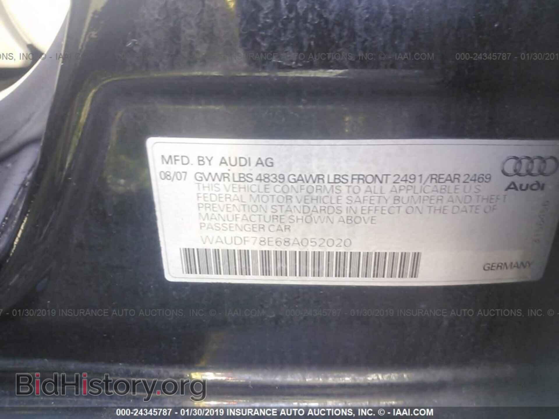 2008 AUDI A4 - VIN: WAUDF78E68A052020 - Фото 9