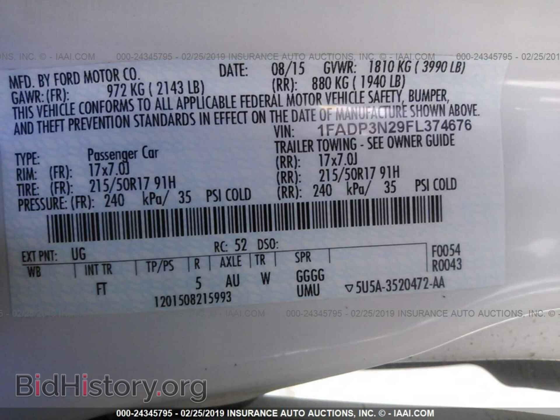 2015 FORD FOCUS - VIN: 1FADP3N29FL374676 - Фото 9