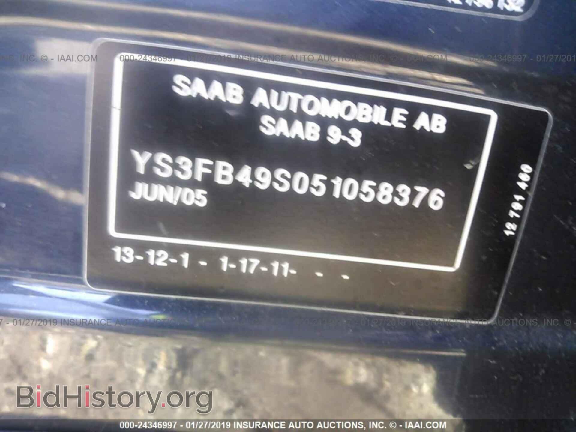 2005 SAAB 9-3 - VIN: YS3FB49S051058376 - Фото 9