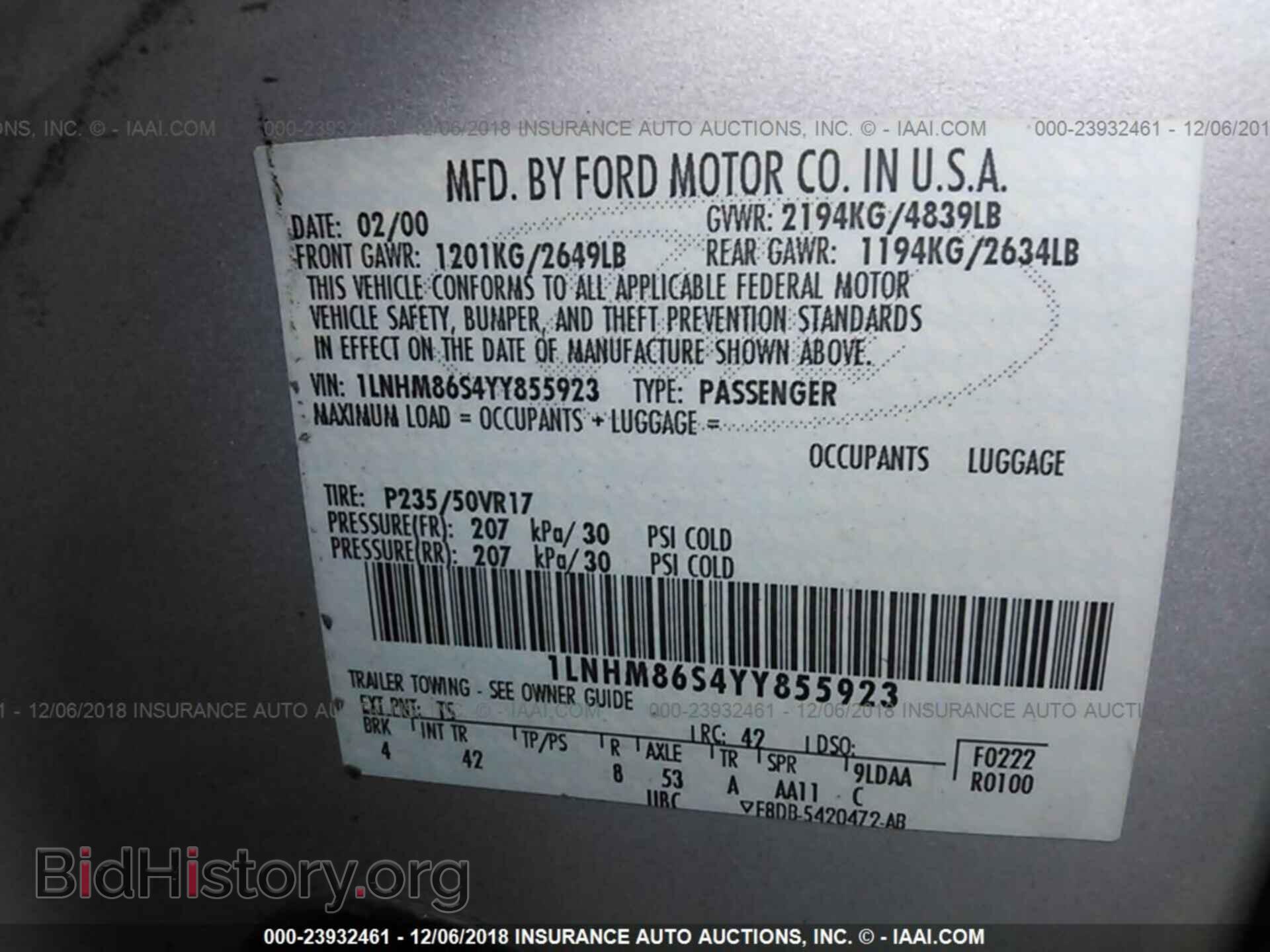 2000 LINCOLN LS - VIN: 1LNHM86S4YY855923 - Фото 9