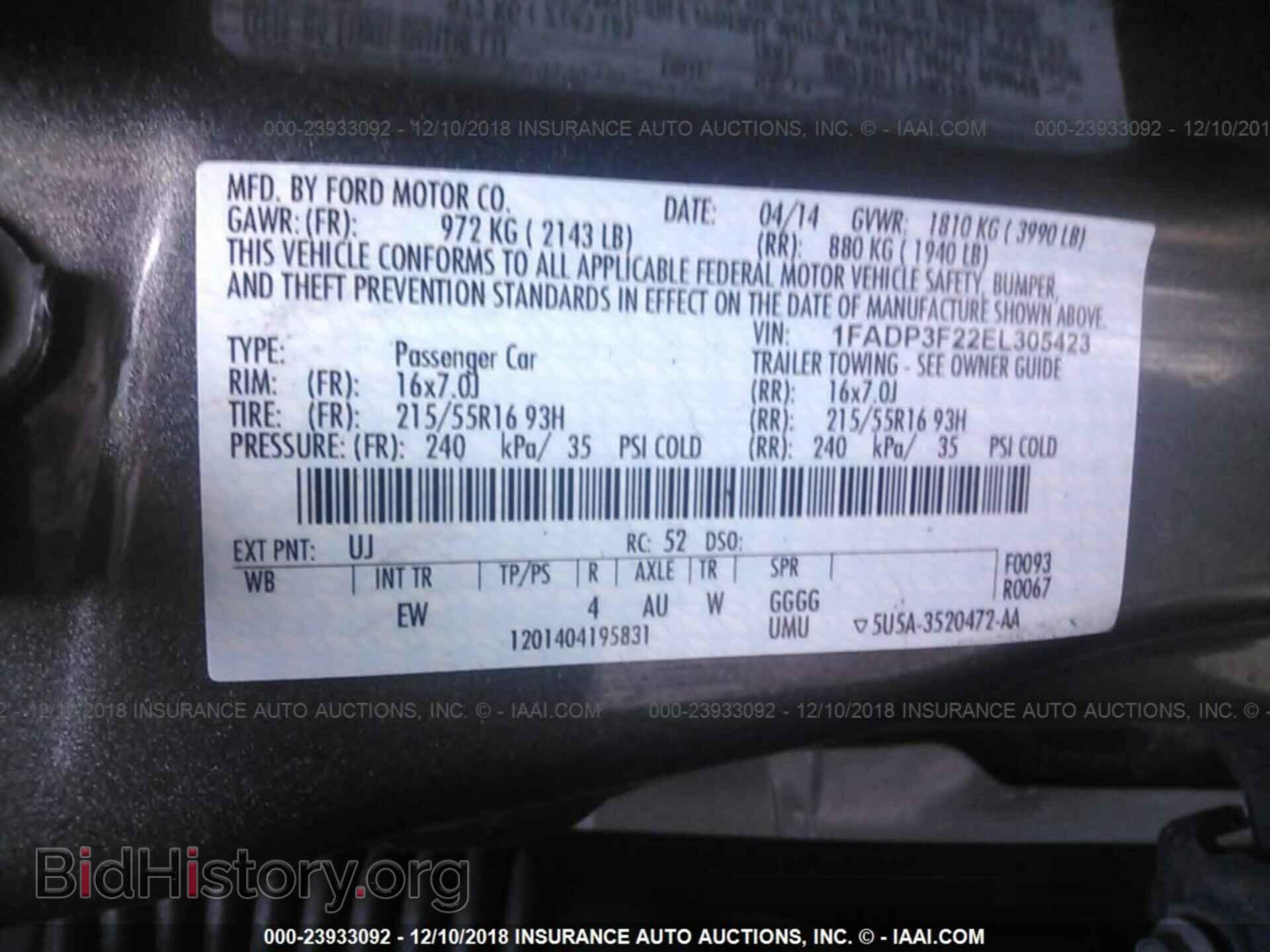 2014 FORD FOCUS - VIN: 1FADP3F22EL305423 - Photo 9