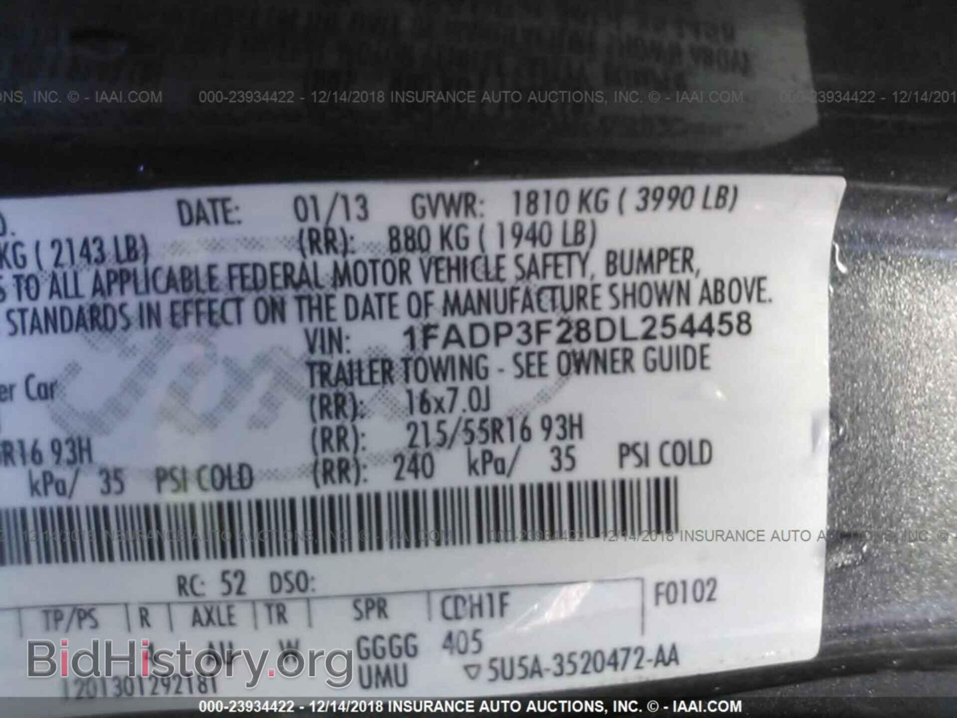 2013 FORD FOCUS - VIN: 1FADP3F28DL254458 - Фото 9