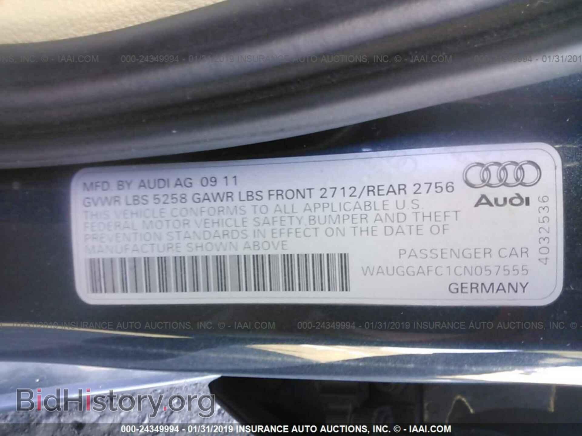2012 AUDI A6 - VIN: WAUGGAFC1CN057555 - Photo 9