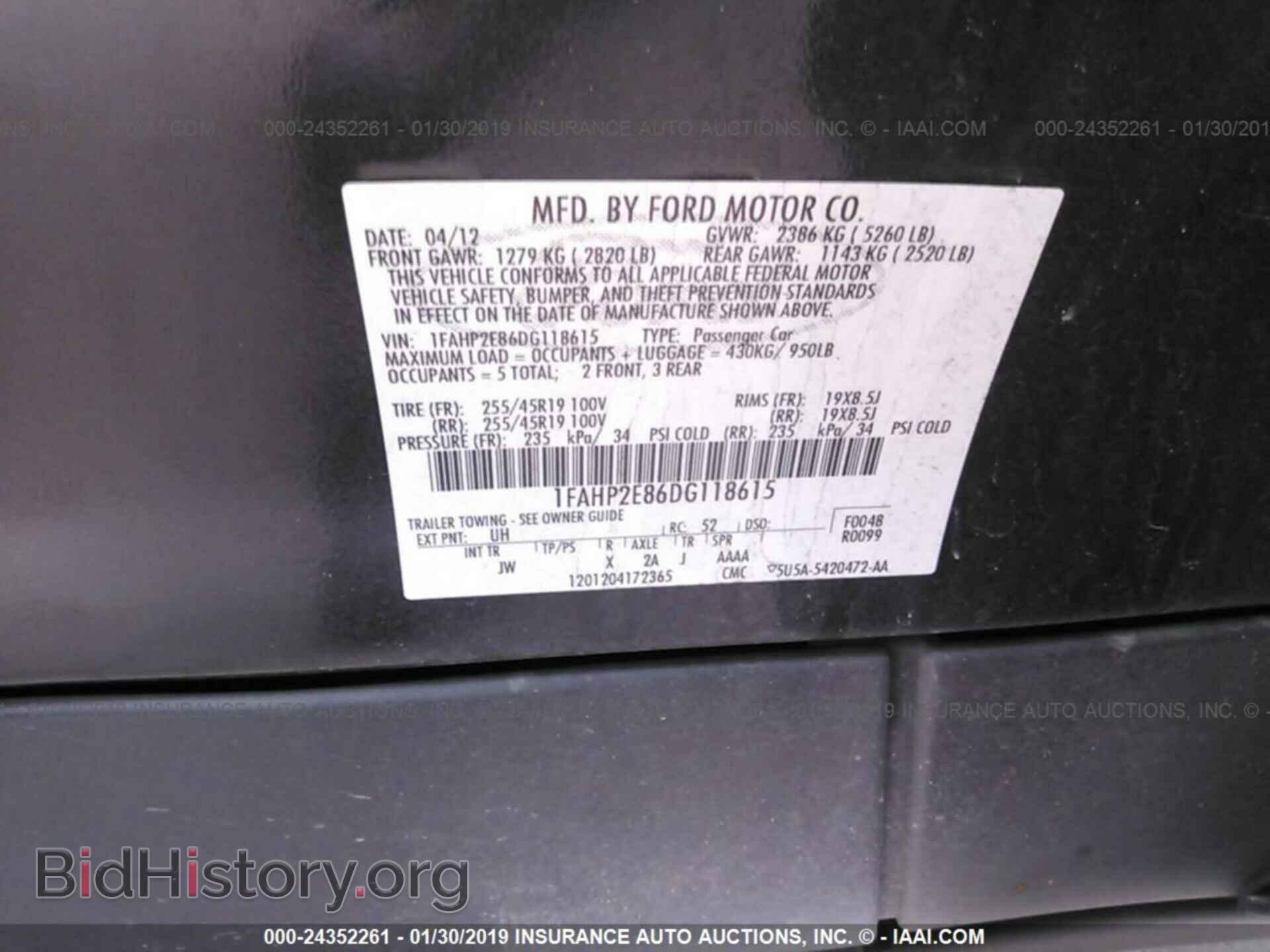 2013 FORD TAURUS - VIN: 1FAHP2E86DG118615 - Фото 9