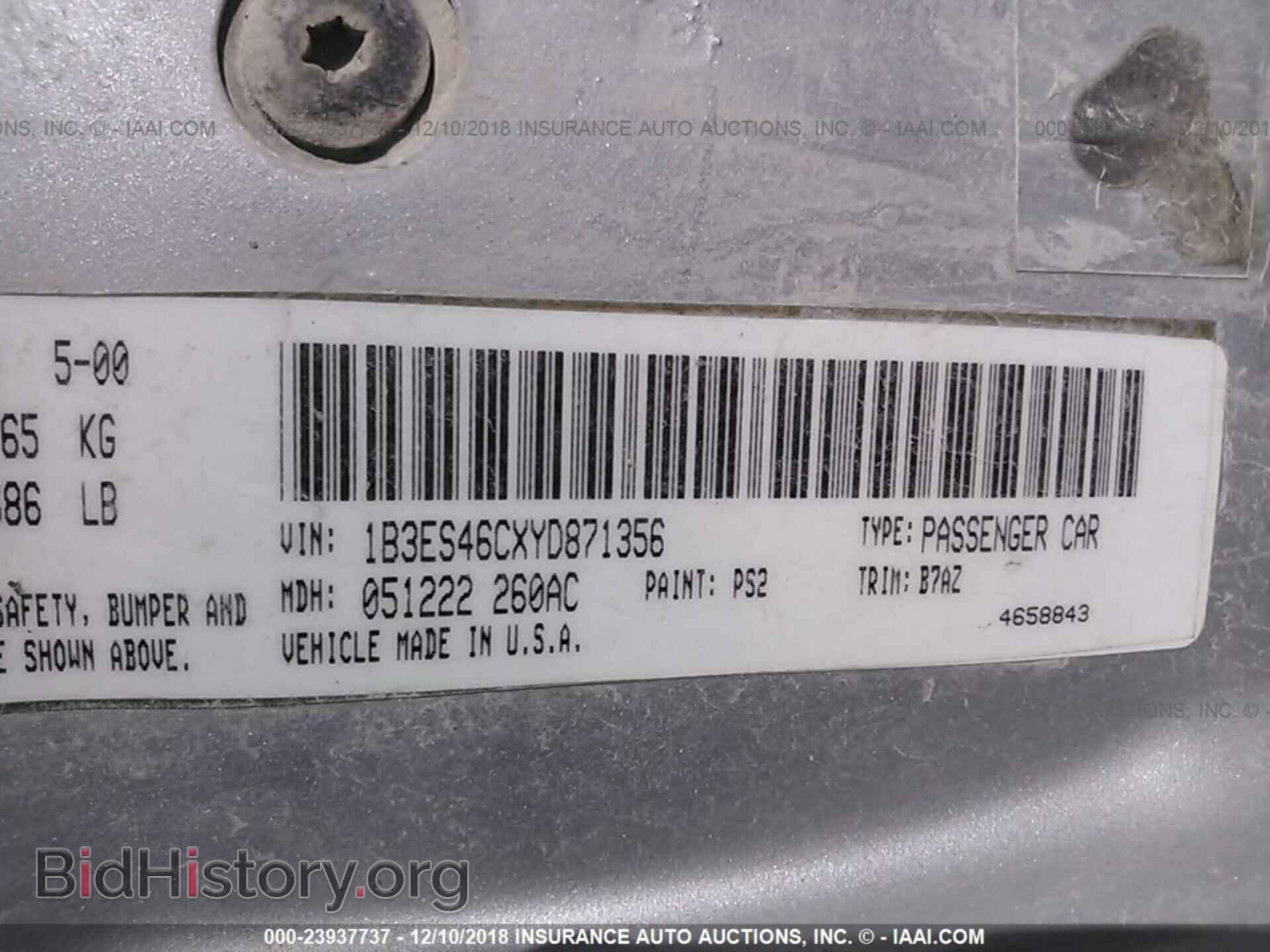 2000 DODGE NEON - VIN: 1B3ES46CXYD871356 - Фото 9