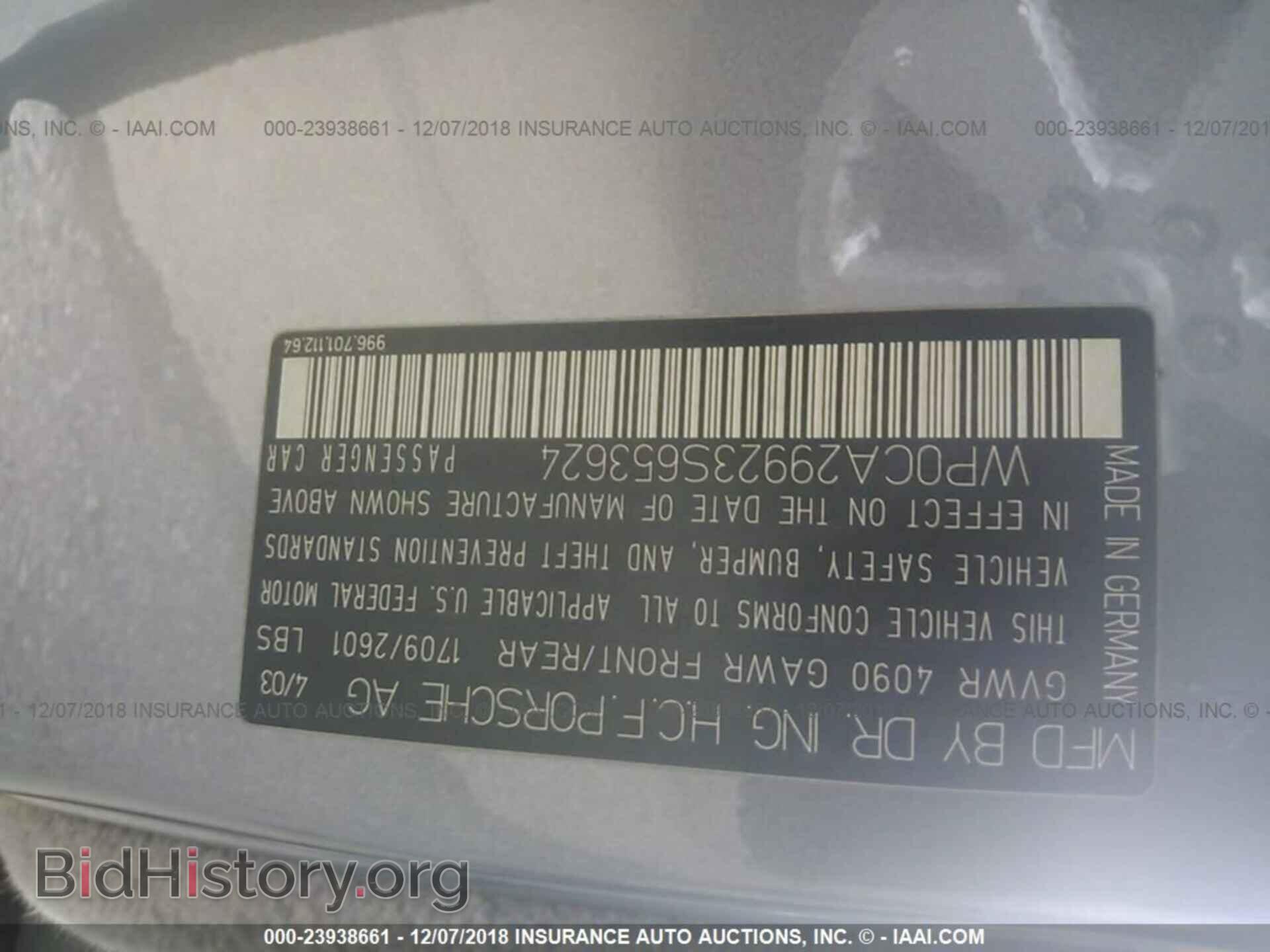 2003 PORSCHE 911 - VIN: WP0CA29923S653624 - Фото 9
