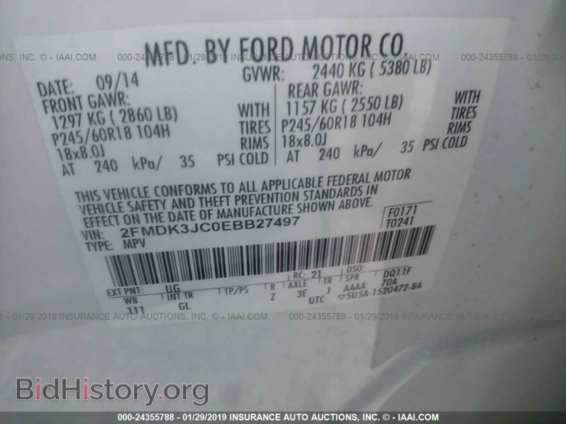 2014 FORD EDGE - VIN: 2FMDK3JC0EBB27497 - Photo 9