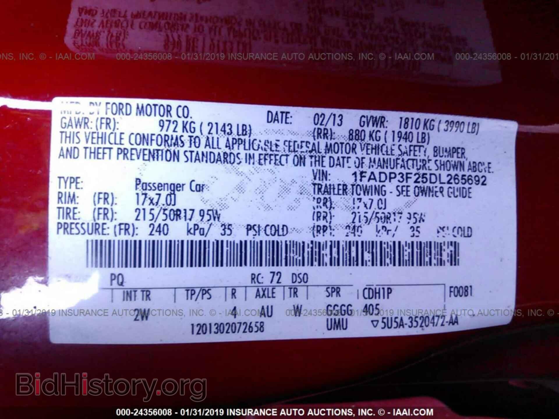 2013 FORD FOCUS - VIN: 1FADP3F25DL265692 - Фото 9