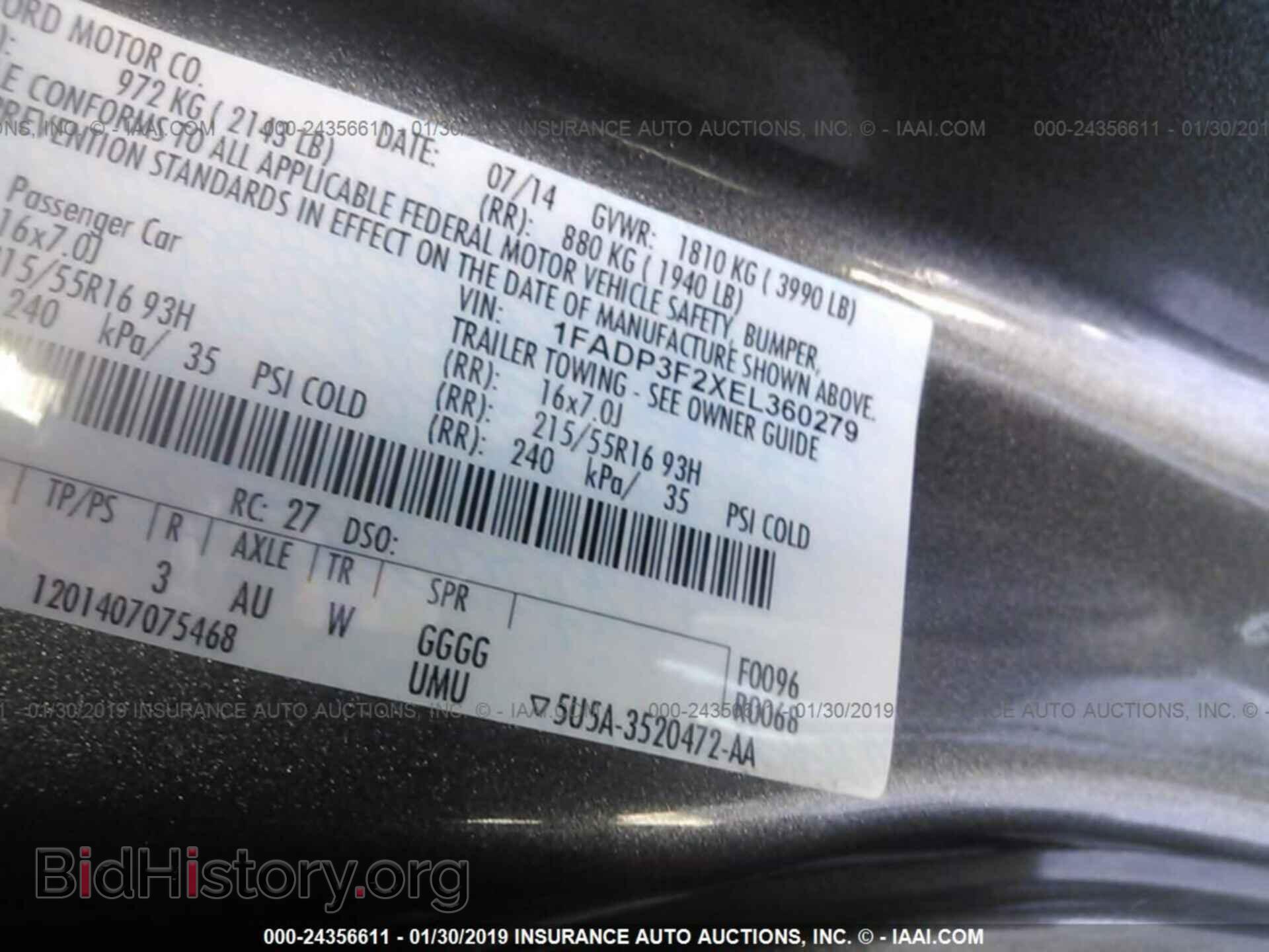 2014 FORD FOCUS - VIN: 1FADP3F2XEL360279 - Фото 9