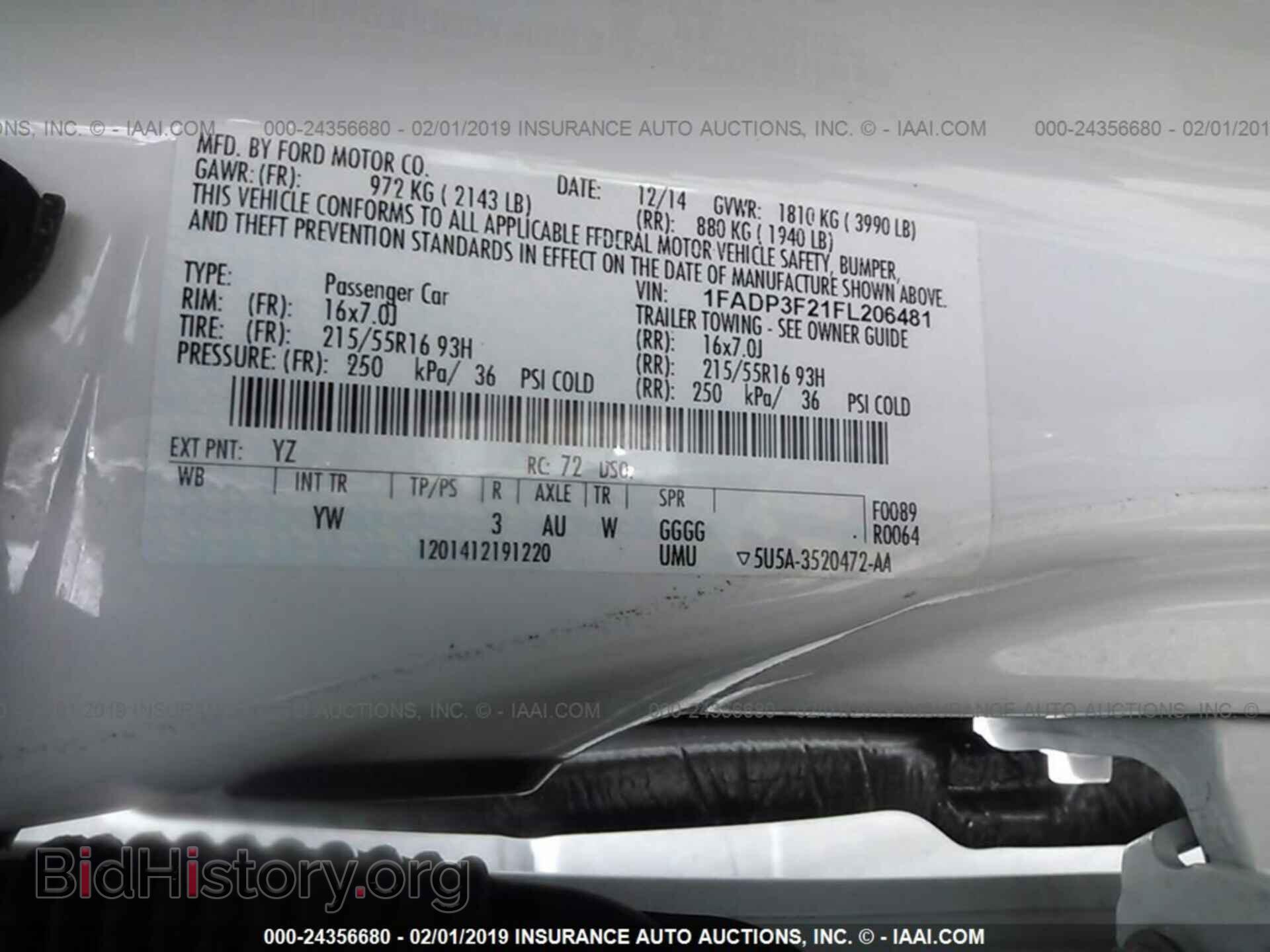 2015 FORD FOCUS - VIN: 1FADP3F21FL206481 - Фото 9