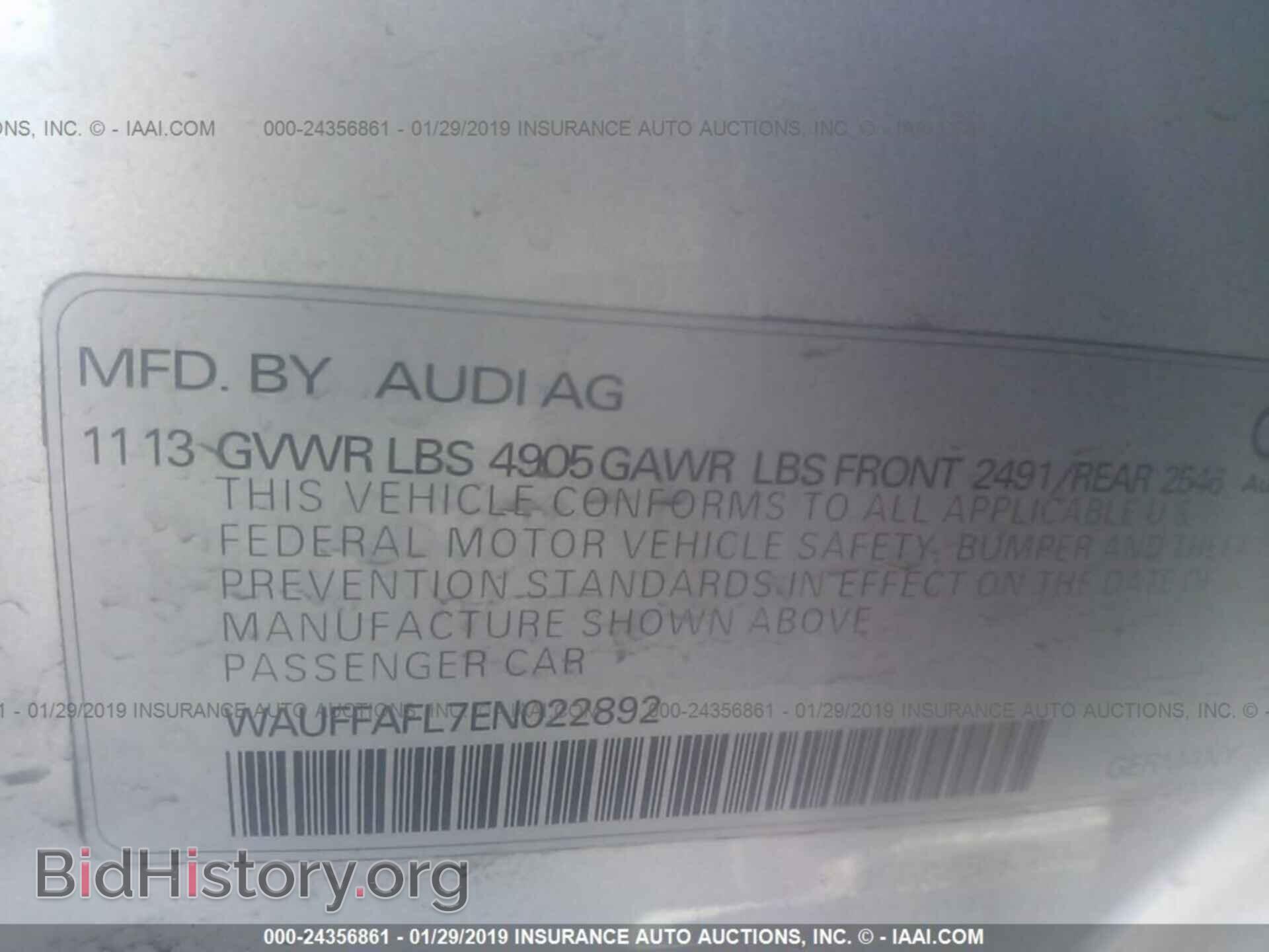 2014 AUDI A4 - VIN: WAUFFAFL7EN022892 - Фото 9