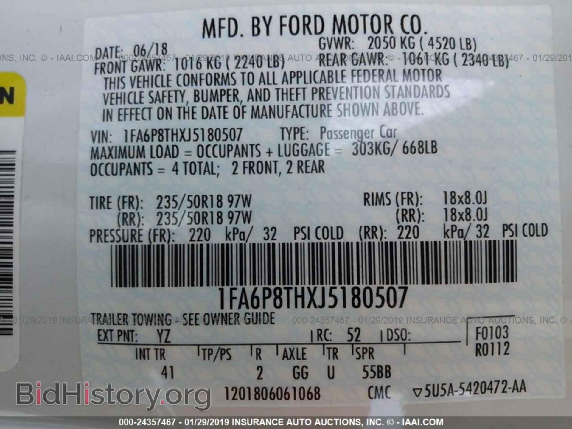 2018 FORD MUSTANG - VIN: 1FA6P8THXJ5180507 - Фото 9