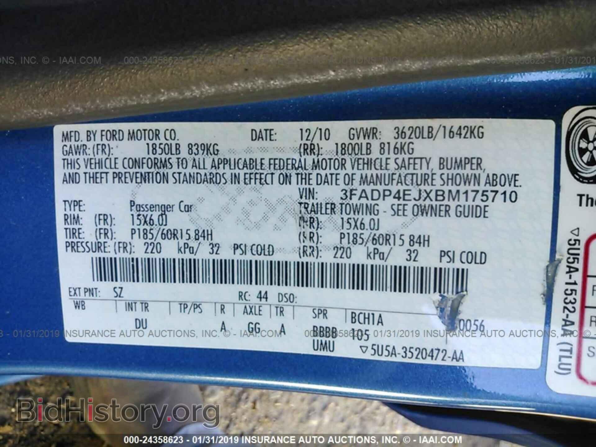 2011 FORD FIESTA - VIN: 3FADP4EJXBM175710 - Фото 9