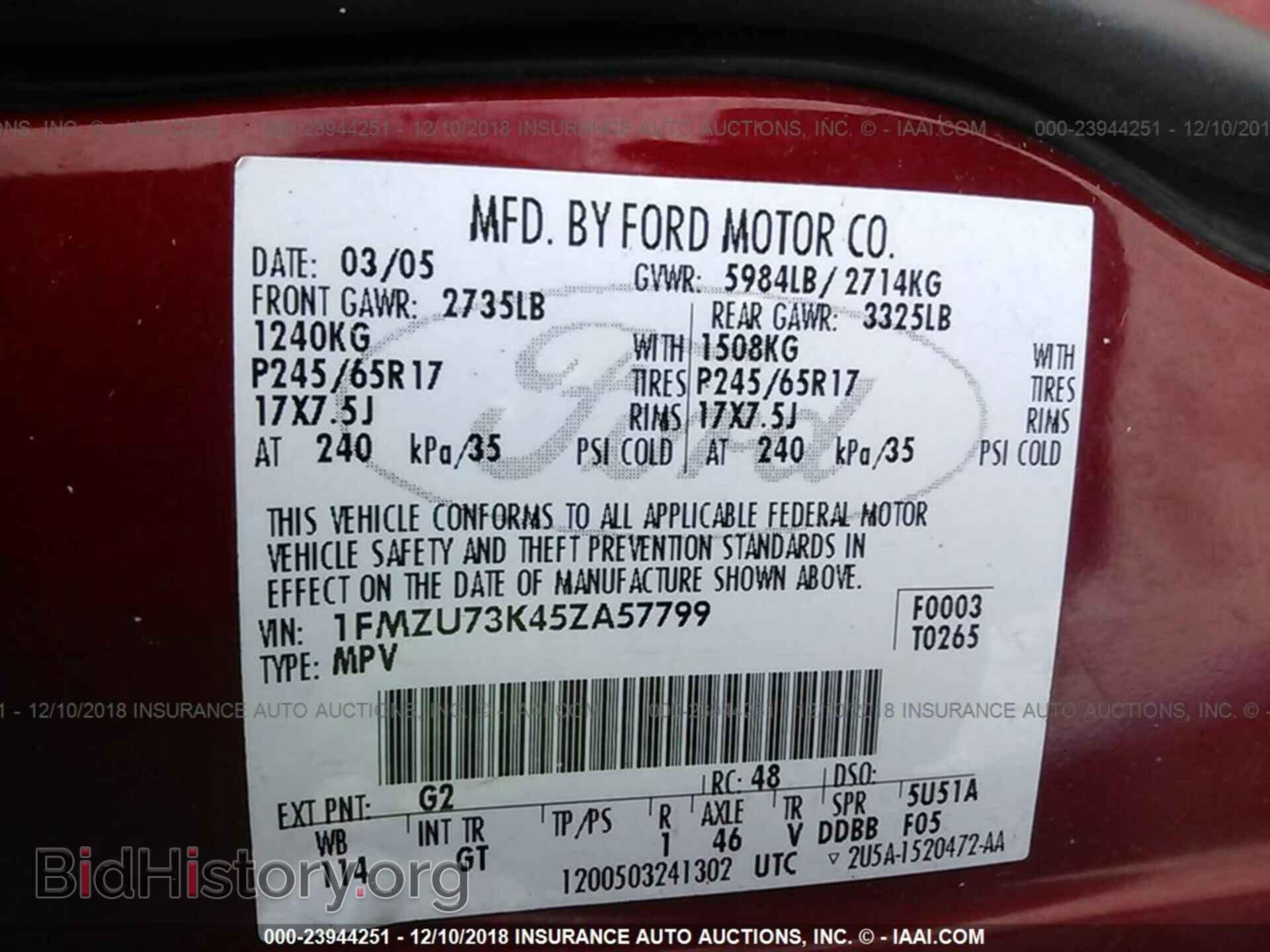 2005 FORD EXPLORER - VIN: 1FMZU73K45ZA57799 - Photo 9
