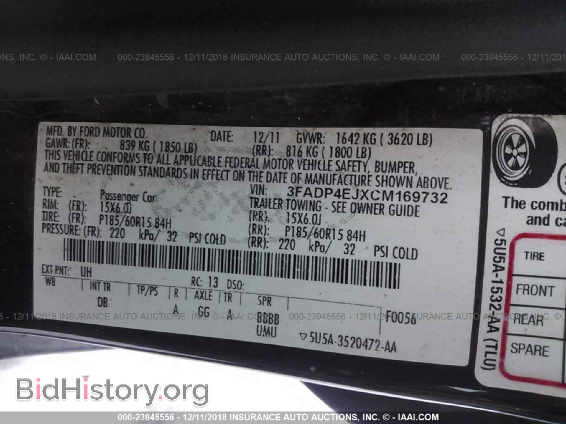 2012 FORD FIESTA - VIN: 3FADP4EJXCM169732 - Фото 9