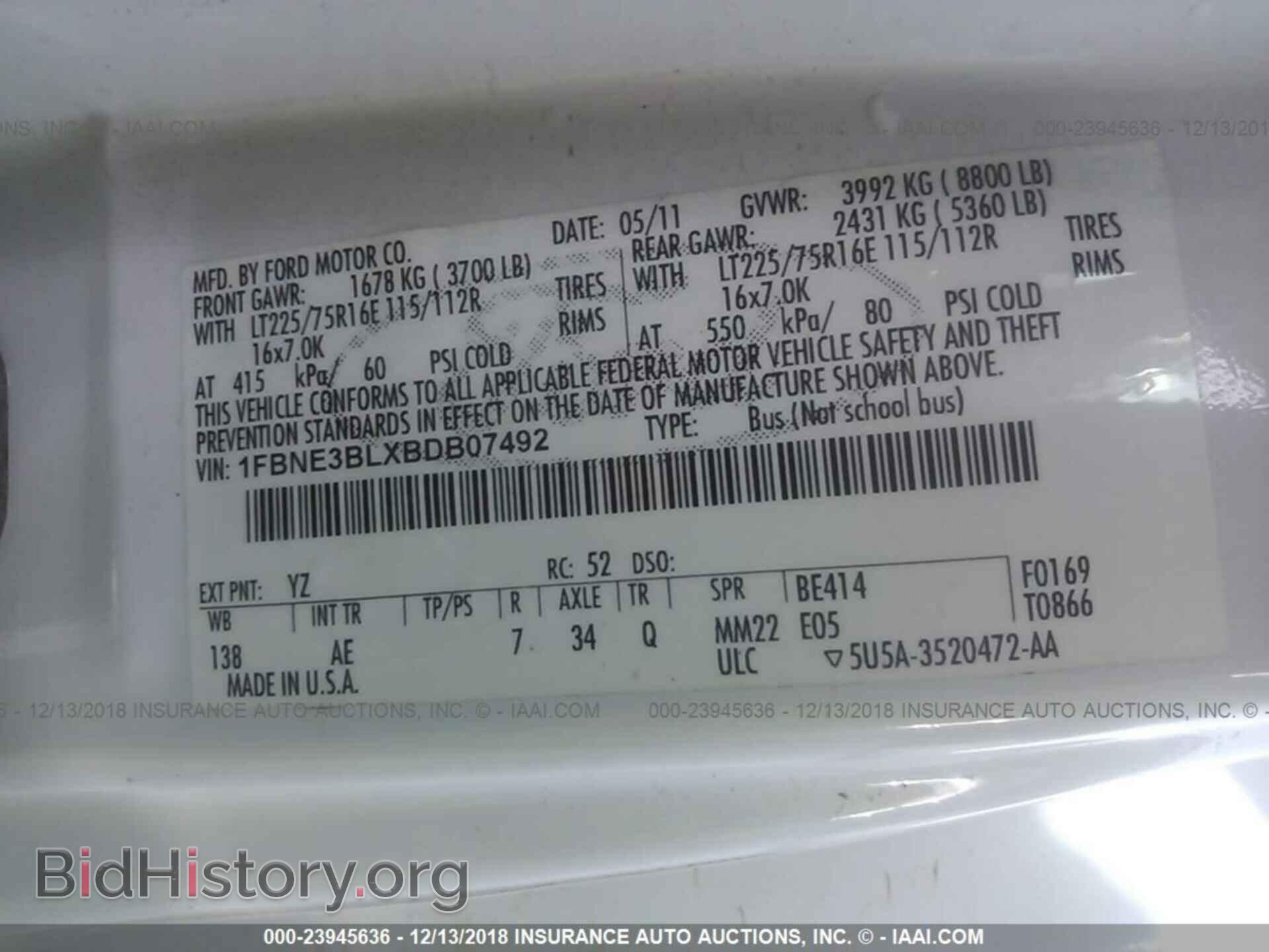 2011 FORD ECONOLINE - VIN: 1FBNE3BLXBDB07492 - Фото 9