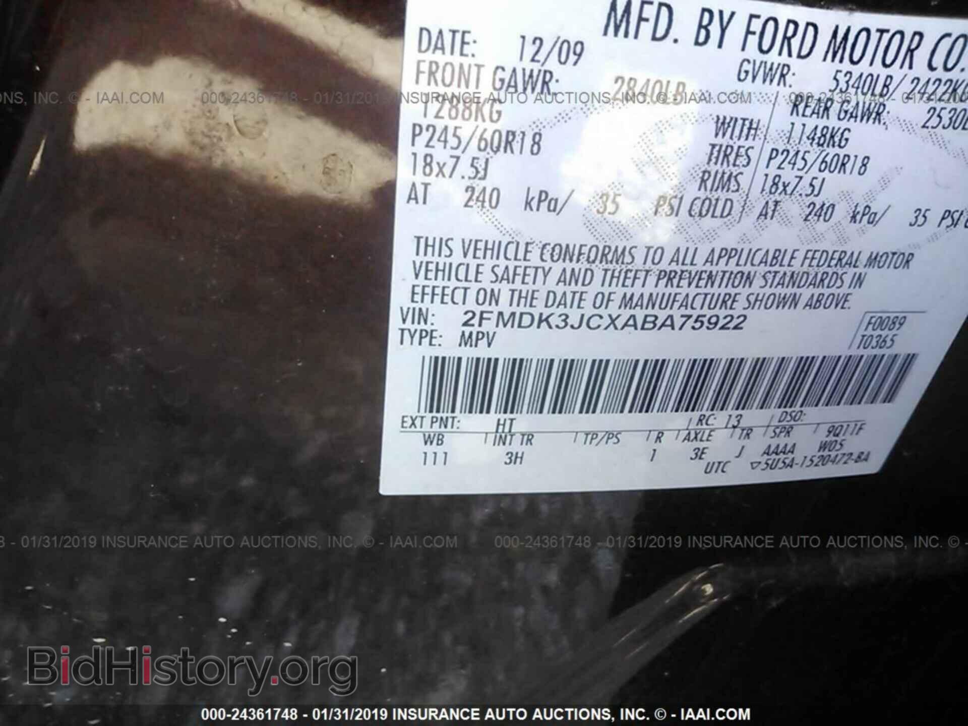 2010 FORD EDGE - VIN: 2FMDK3JCXABA75922 - Photo 9