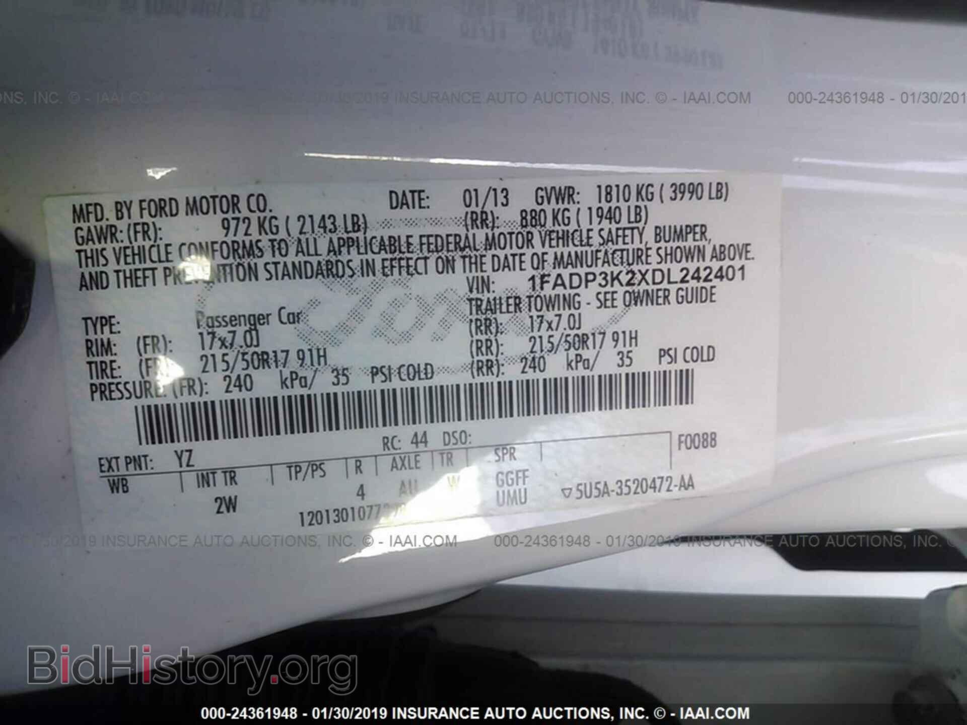 2013 FORD FOCUS - VIN: 1FADP3K2XDL242401 - Фото 9
