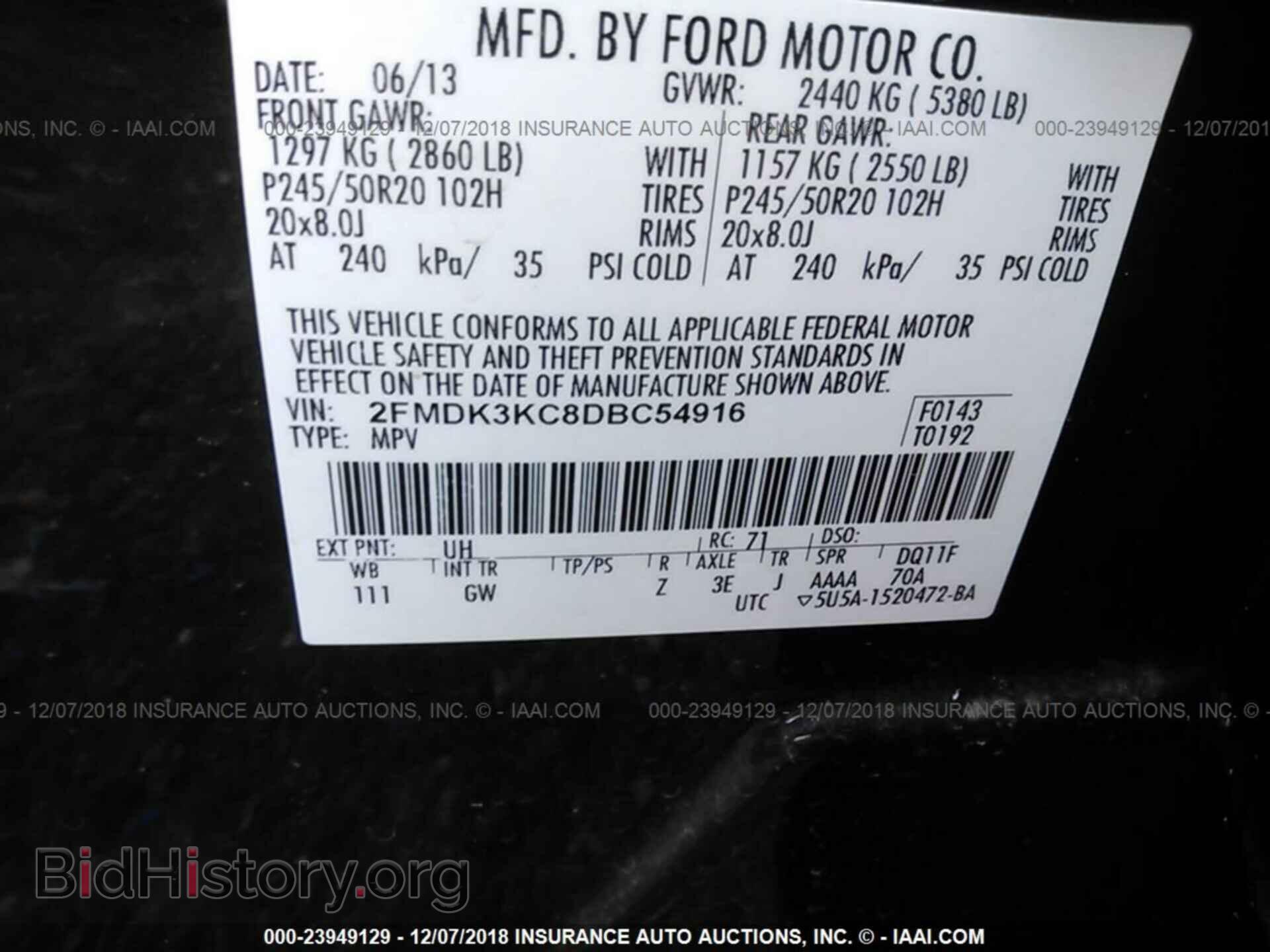 2013 FORD EDGE - VIN: 2FMDK3KC8DBC54916 - Photo 9