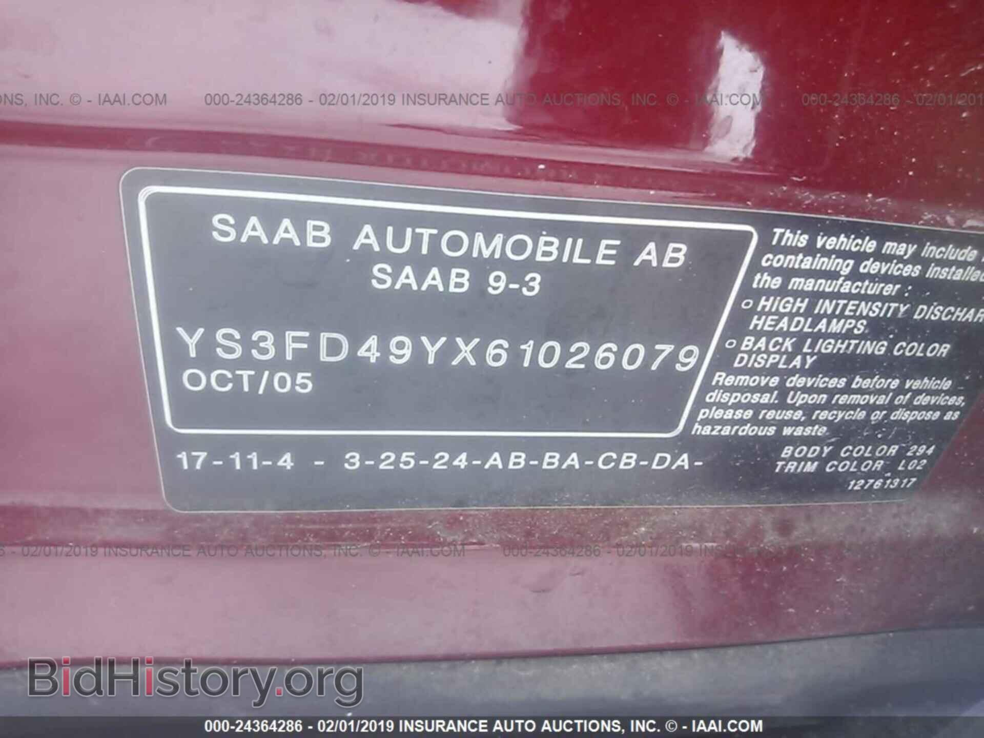 2006 SAAB 9-3 - VIN: YS3FD49YX61026079 - Фото 9