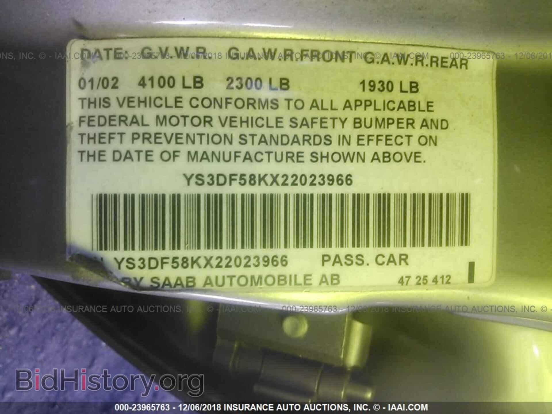 2002 SAAB 9-3 - VIN: YS3DF58KX22023966 - Фото 9