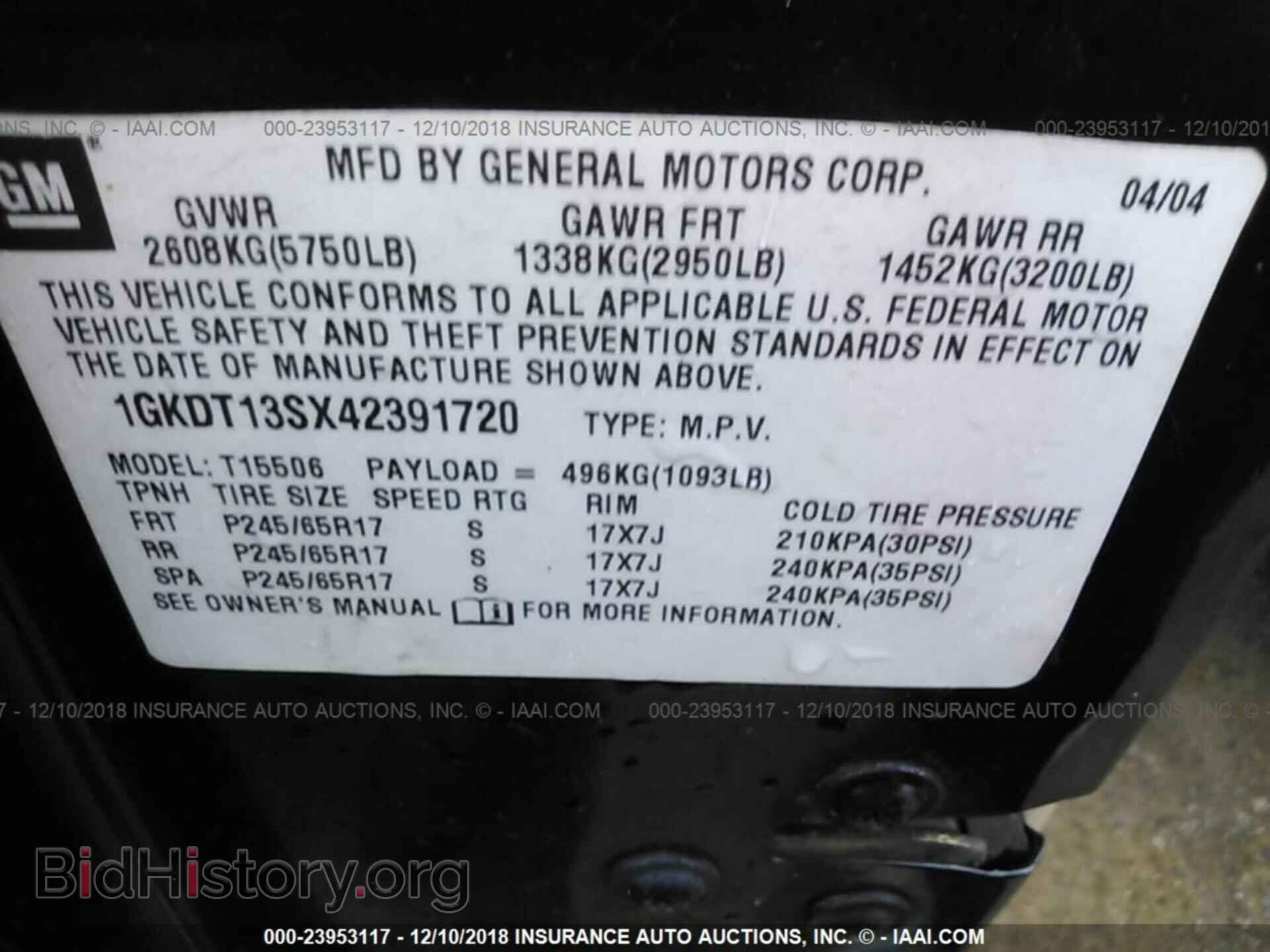 2004 GMC ENVOY - VIN: 1GKDT13SX42391720 - Фото 9