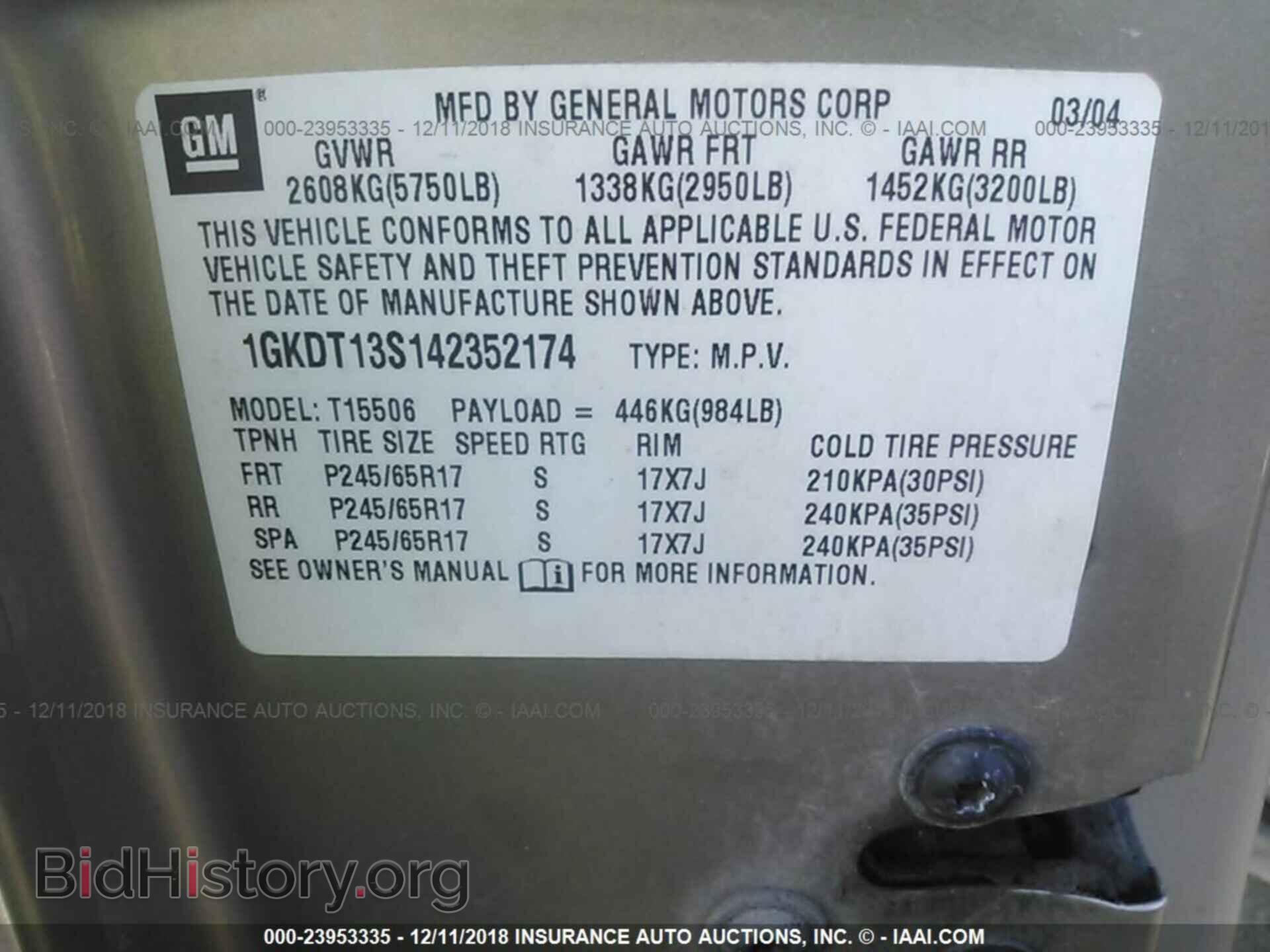 2004 GMC ENVOY - VIN: 1GKDT13S142352174 - Фото 9