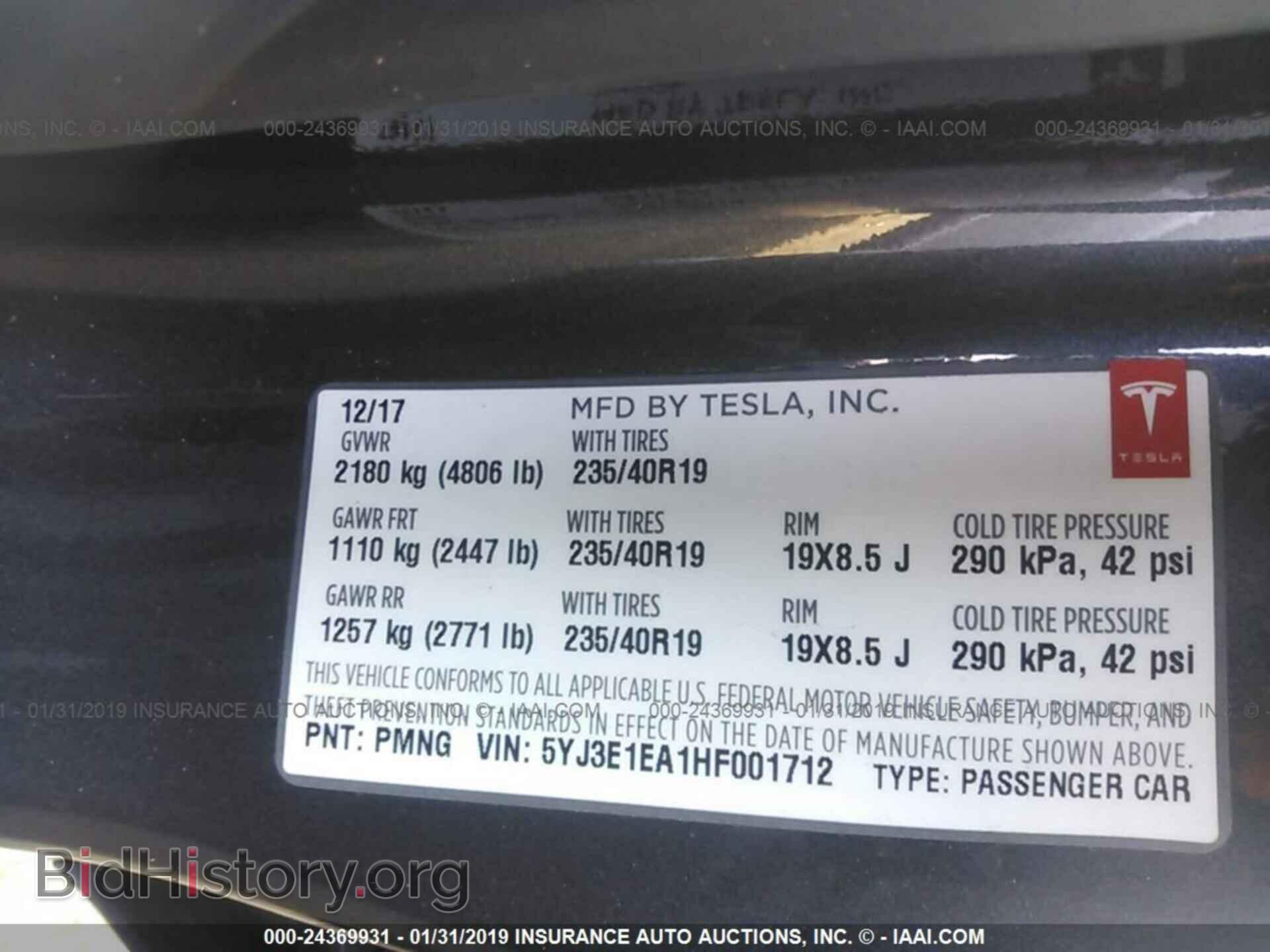 2017 TESLA MODEL 3 - VIN: 5YJ3E1EA1HF001712 - Photo 9