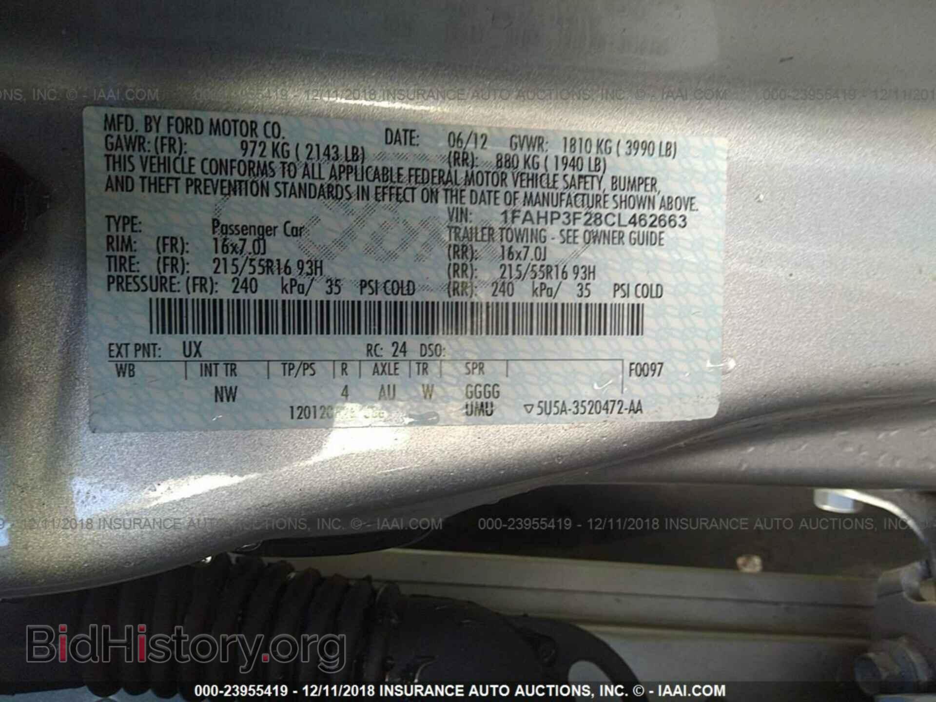 2012 FORD FOCUS - VIN: 1FAHP3F28CL462663 - Фото 9