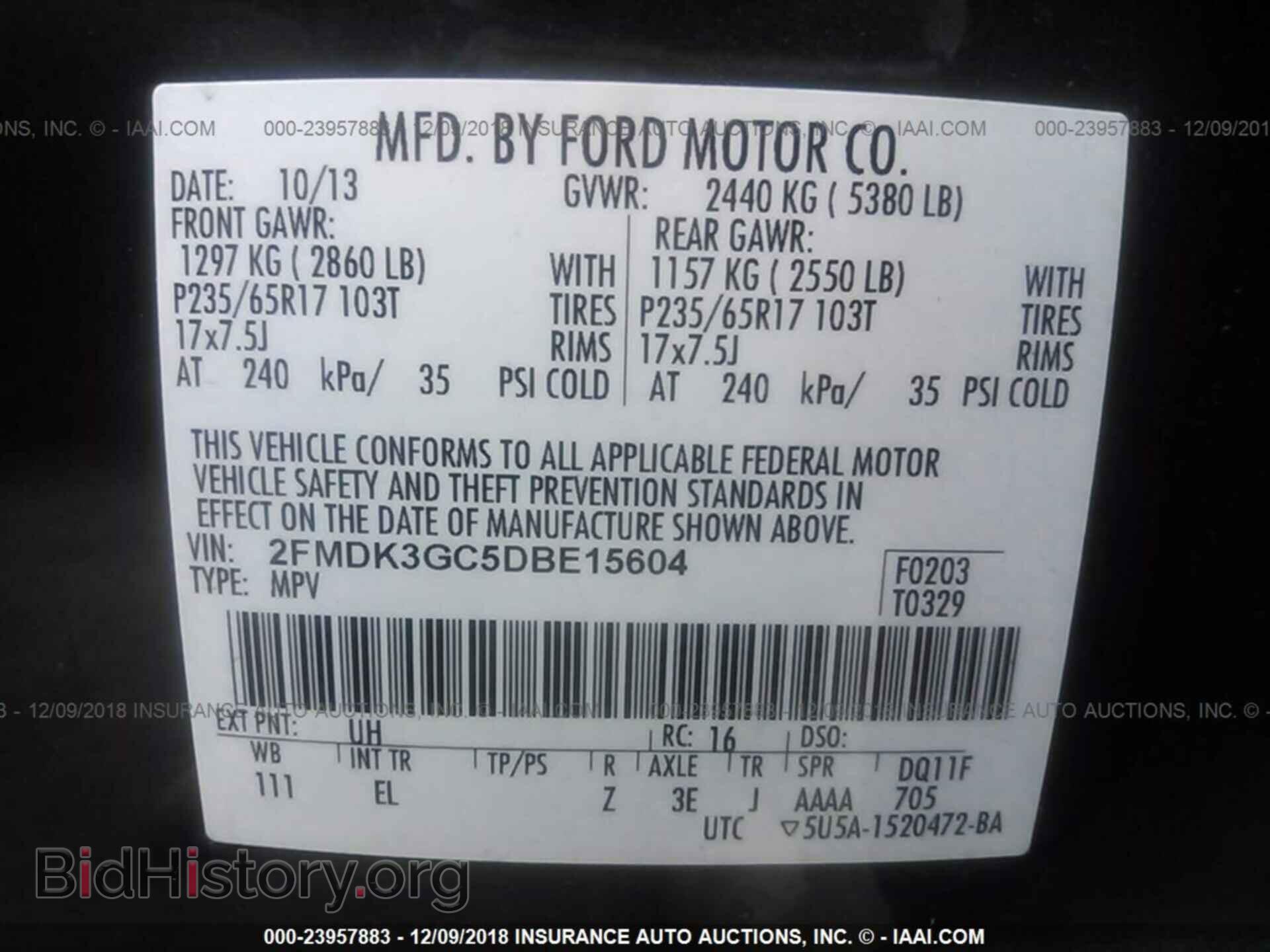 2013 FORD EDGE - VIN: 2FMDK3GC5DBE15604 - Photo 9