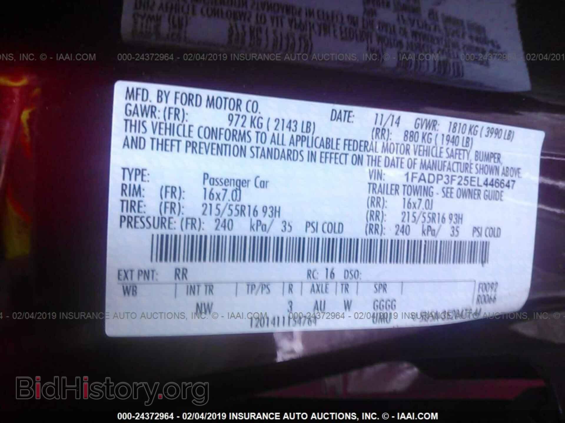 2014 FORD FOCUS - VIN: 1FADP3F25EL446647 - Фото 9