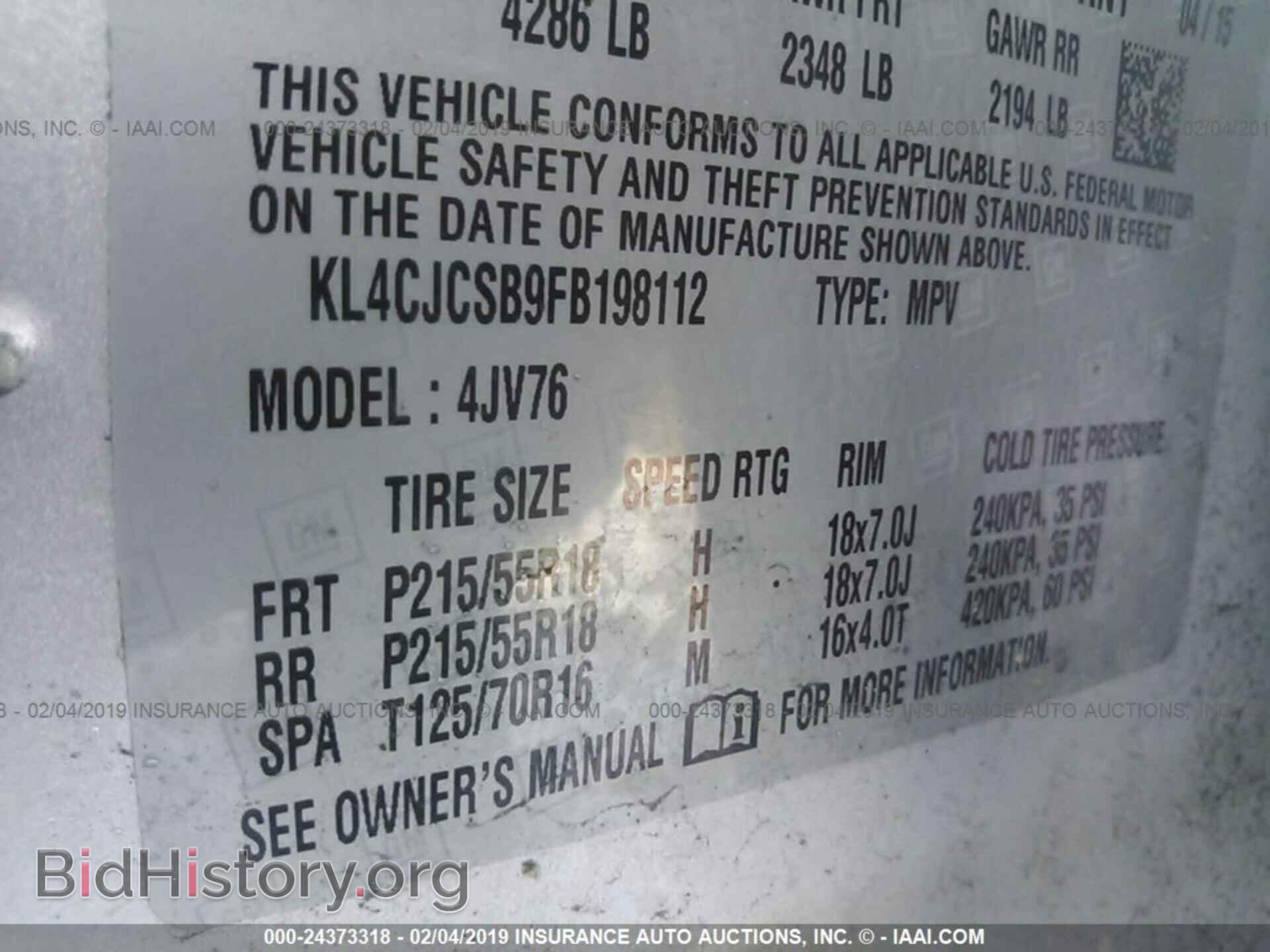 2015 BUICK ENCORE - VIN: KL4CJCSB9FB198112 - Photo 9