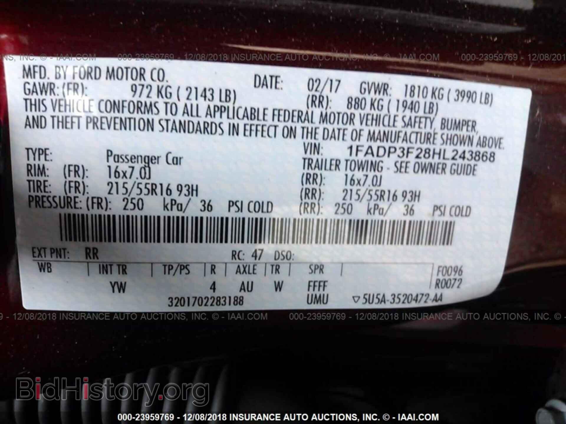 2017 FORD FOCUS - VIN: 1FADP3F28HL243868 - Photo 9