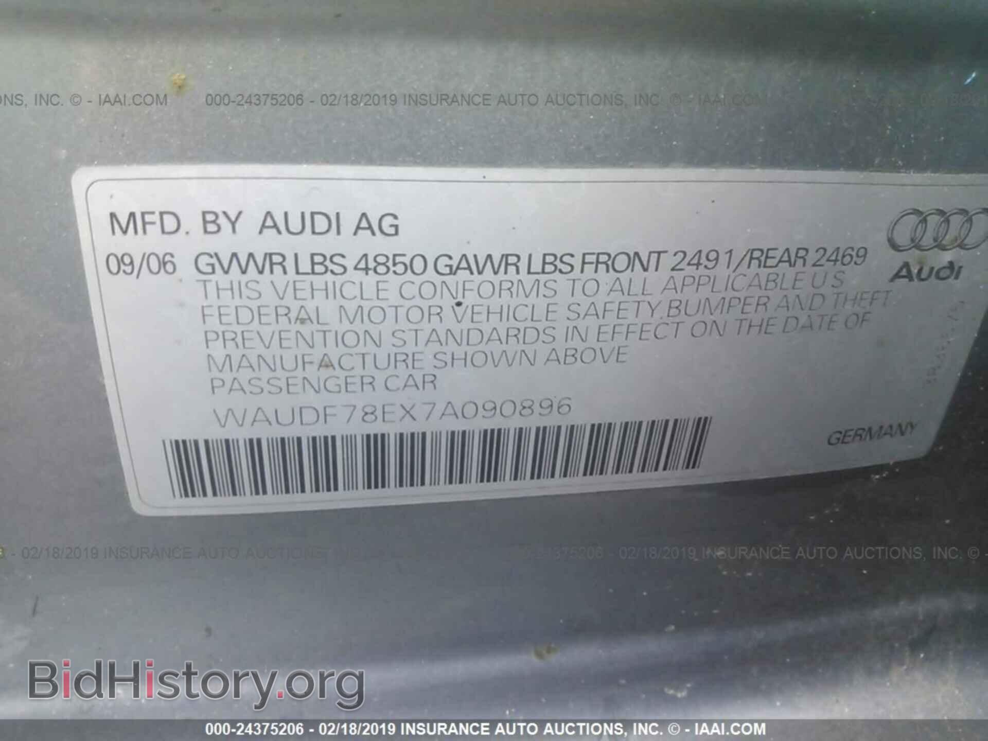 2007 AUDI A4 - VIN: WAUDF78EX7A090896 - Фото 9