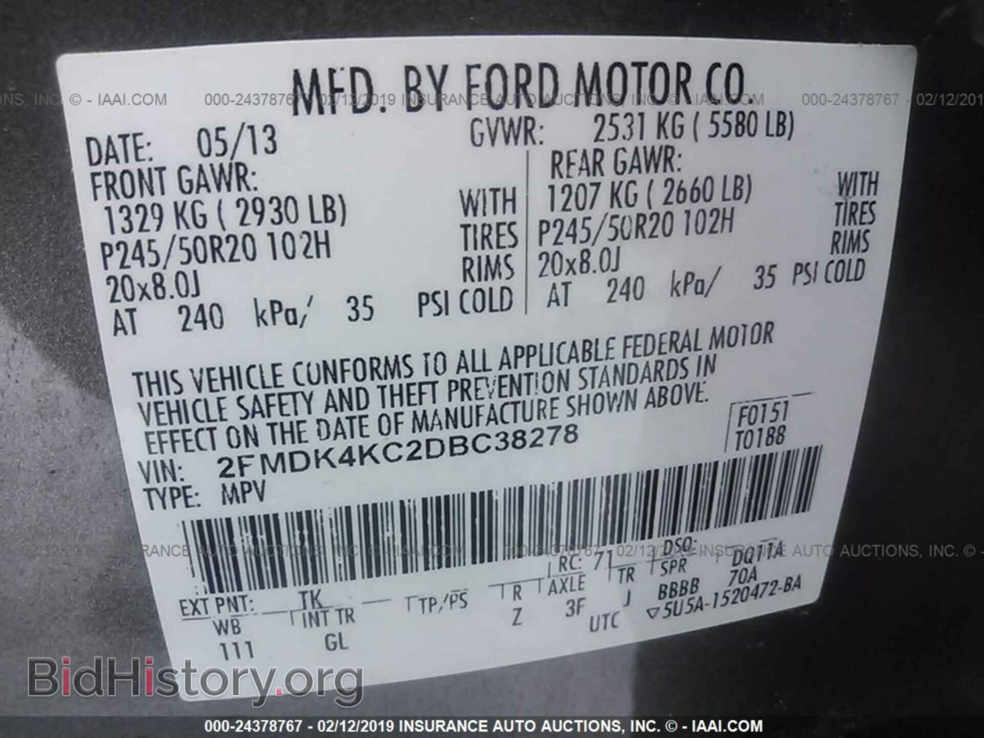 2013 FORD EDGE - VIN: 2FMDK4KC2DBC38278 - Photo 9