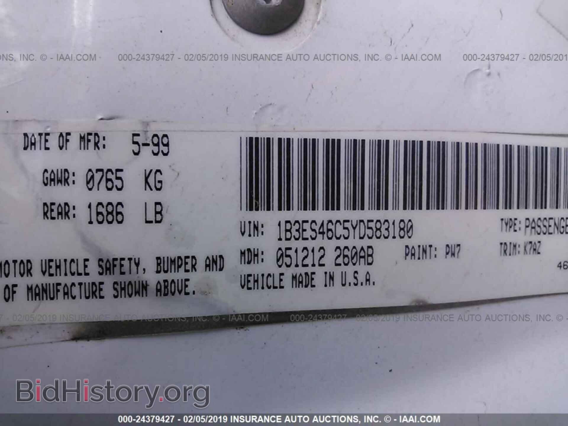 2000 DODGE NEON - VIN: 1B3ES46C5YD583180 - Фото 9