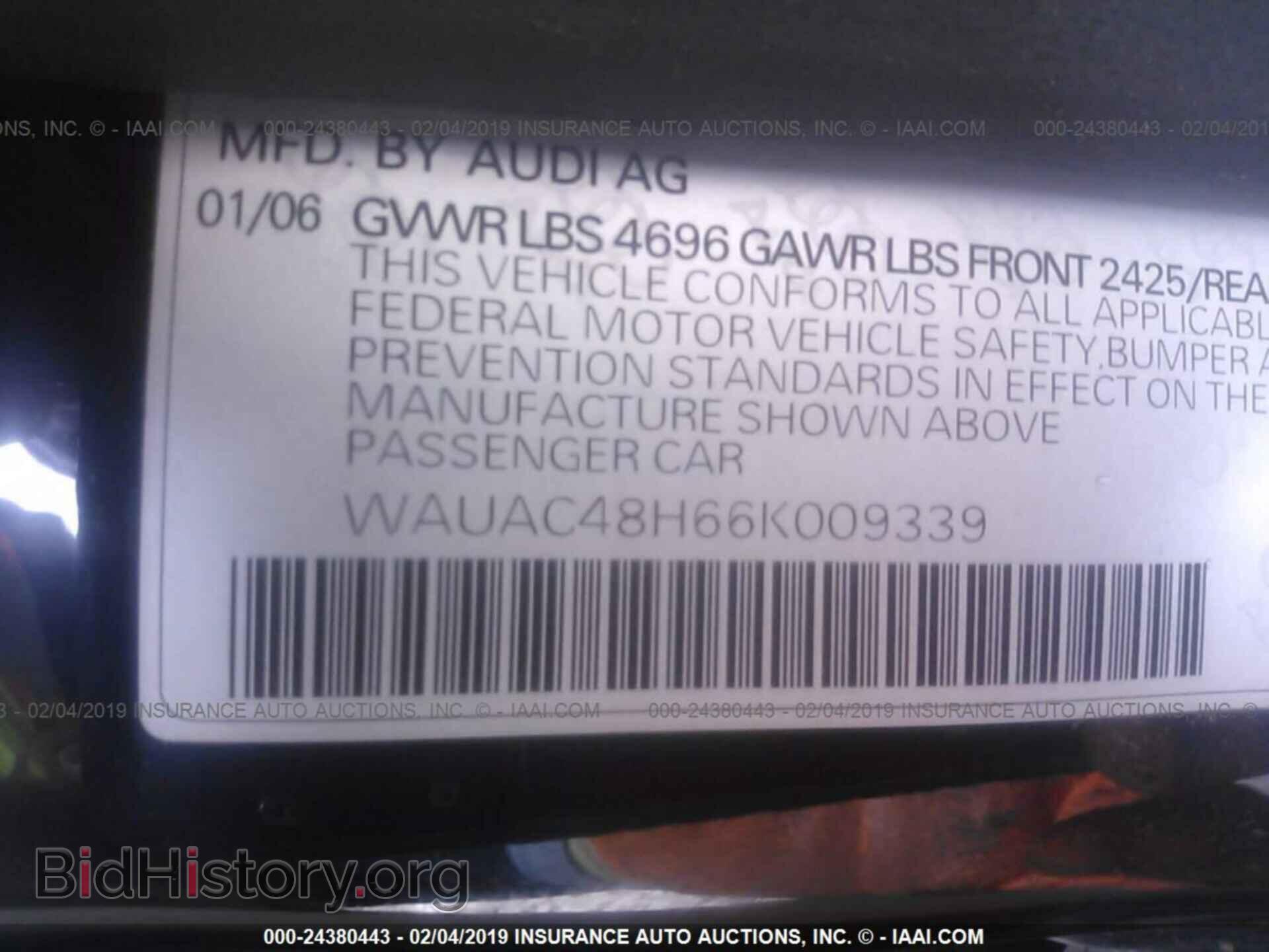 2006 AUDI A4 - VIN: WAUAC48H66K009339 - Photo 9